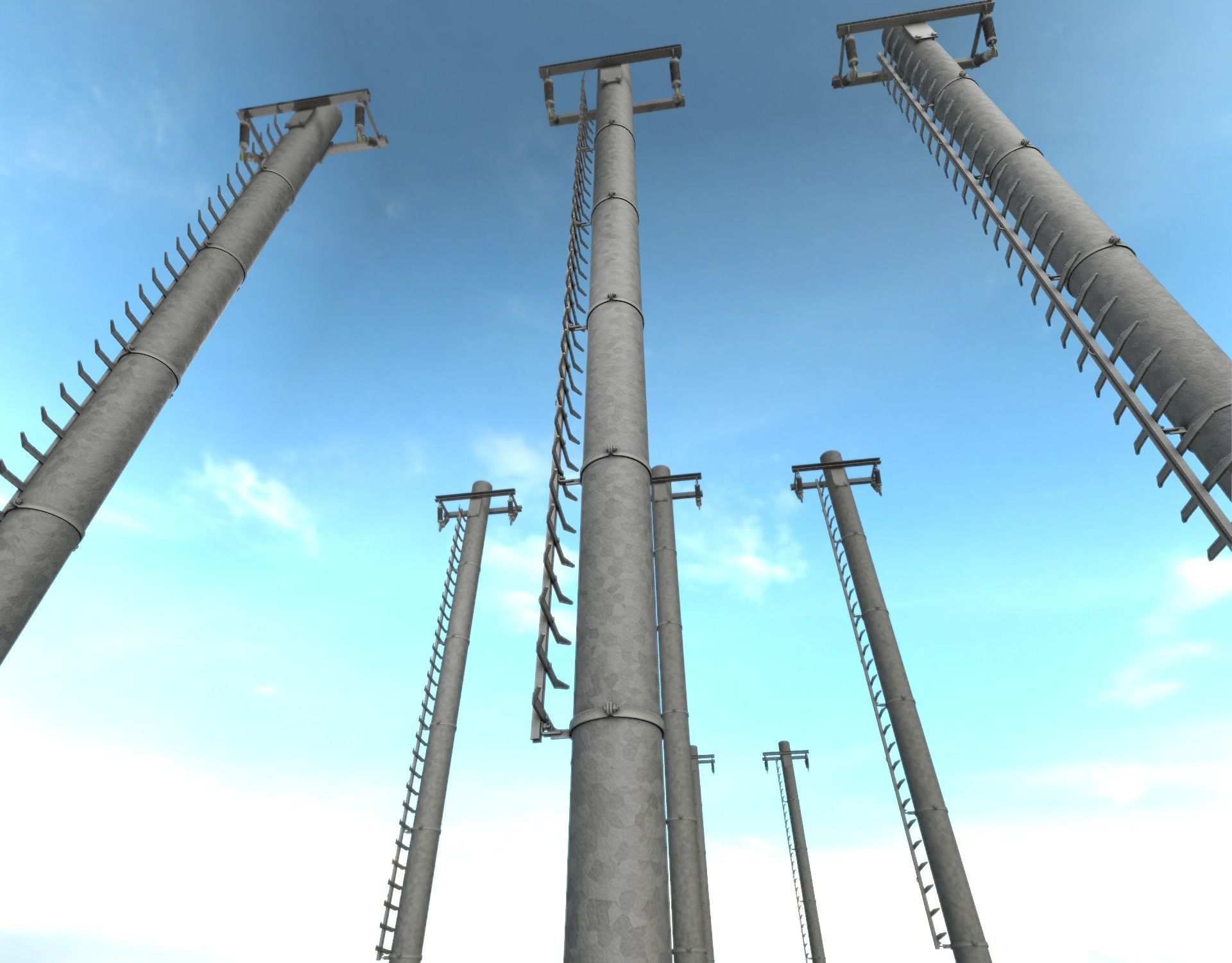 Iron Power Pole with ladder - Objekt 064 Low-poly 3D model_12