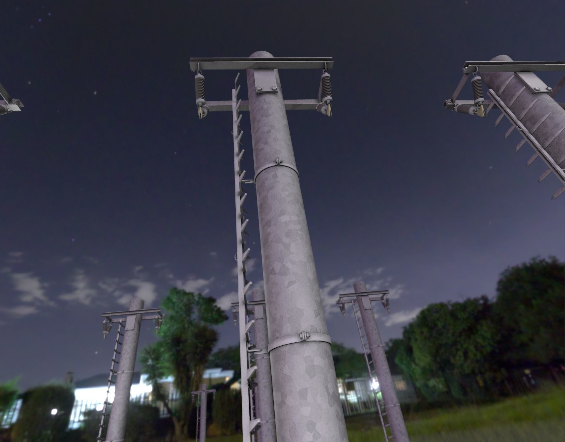 Iron Power Pole with ladder - Objekt 064 Low-poly 3D model_45