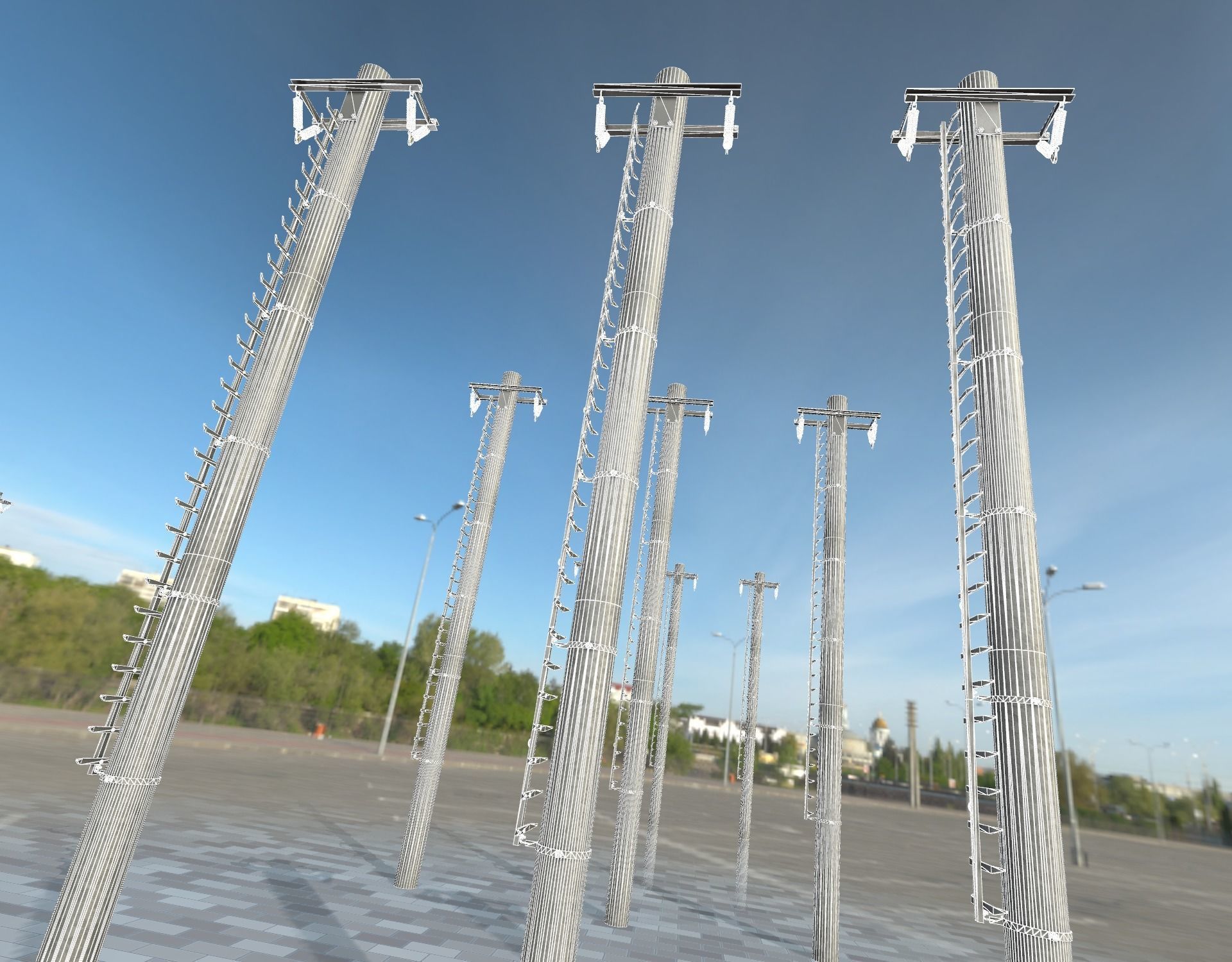 Iron Power Pole with ladder - Objekt 064 Low-poly 3D model_4