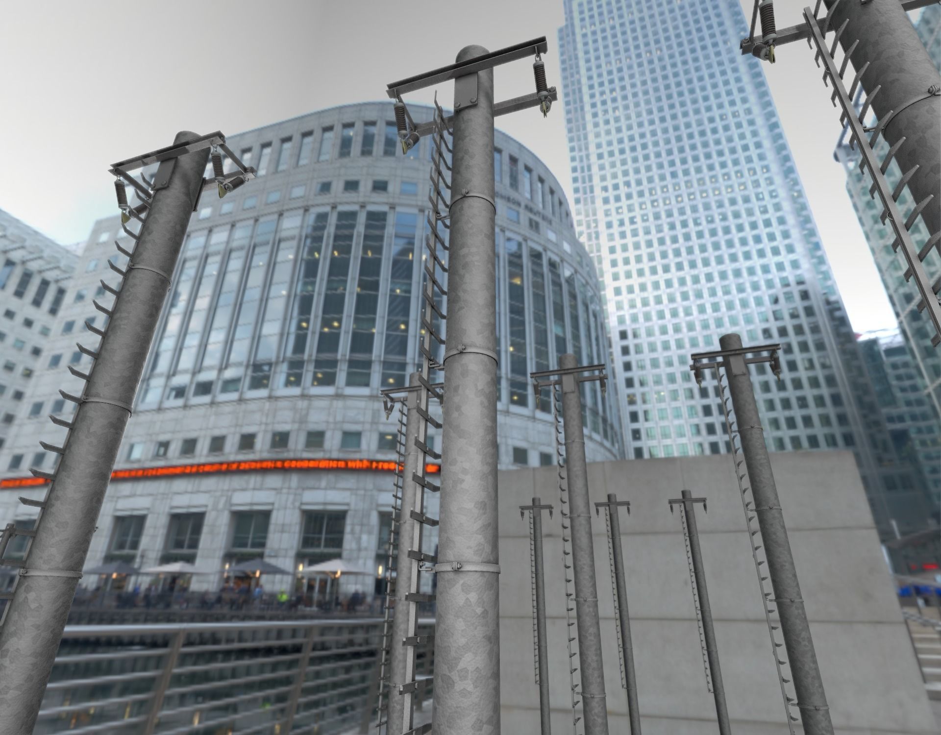 Iron Power Pole with ladder - Objekt 064 Low-poly 3D model_10