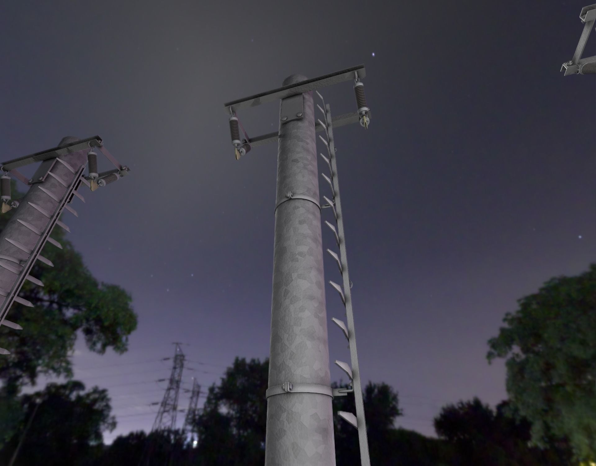 Iron Power Pole with ladder - Objekt 064 Low-poly 3D model_23