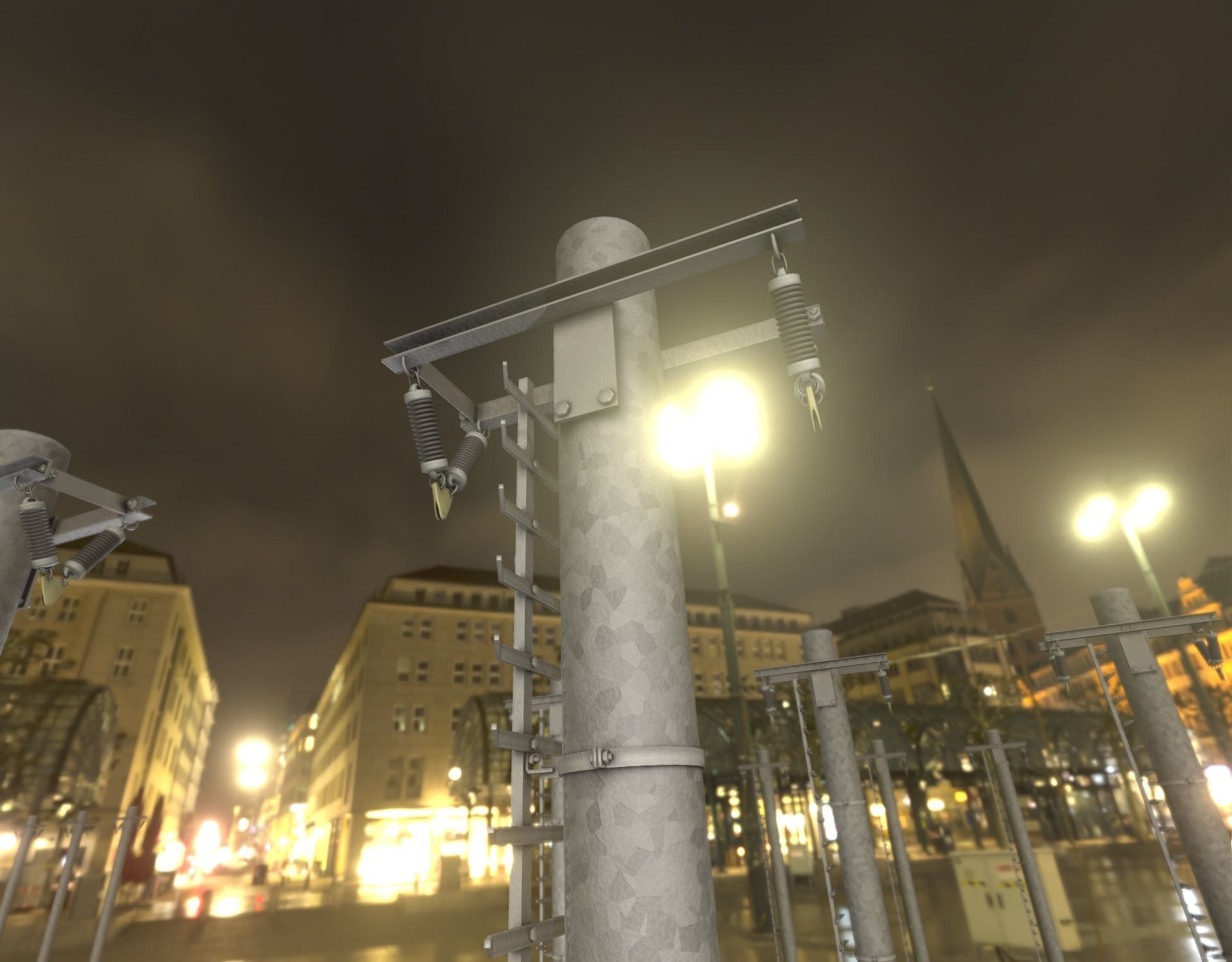 Iron Power Pole with ladder - Objekt 064 Low-poly 3D model_37