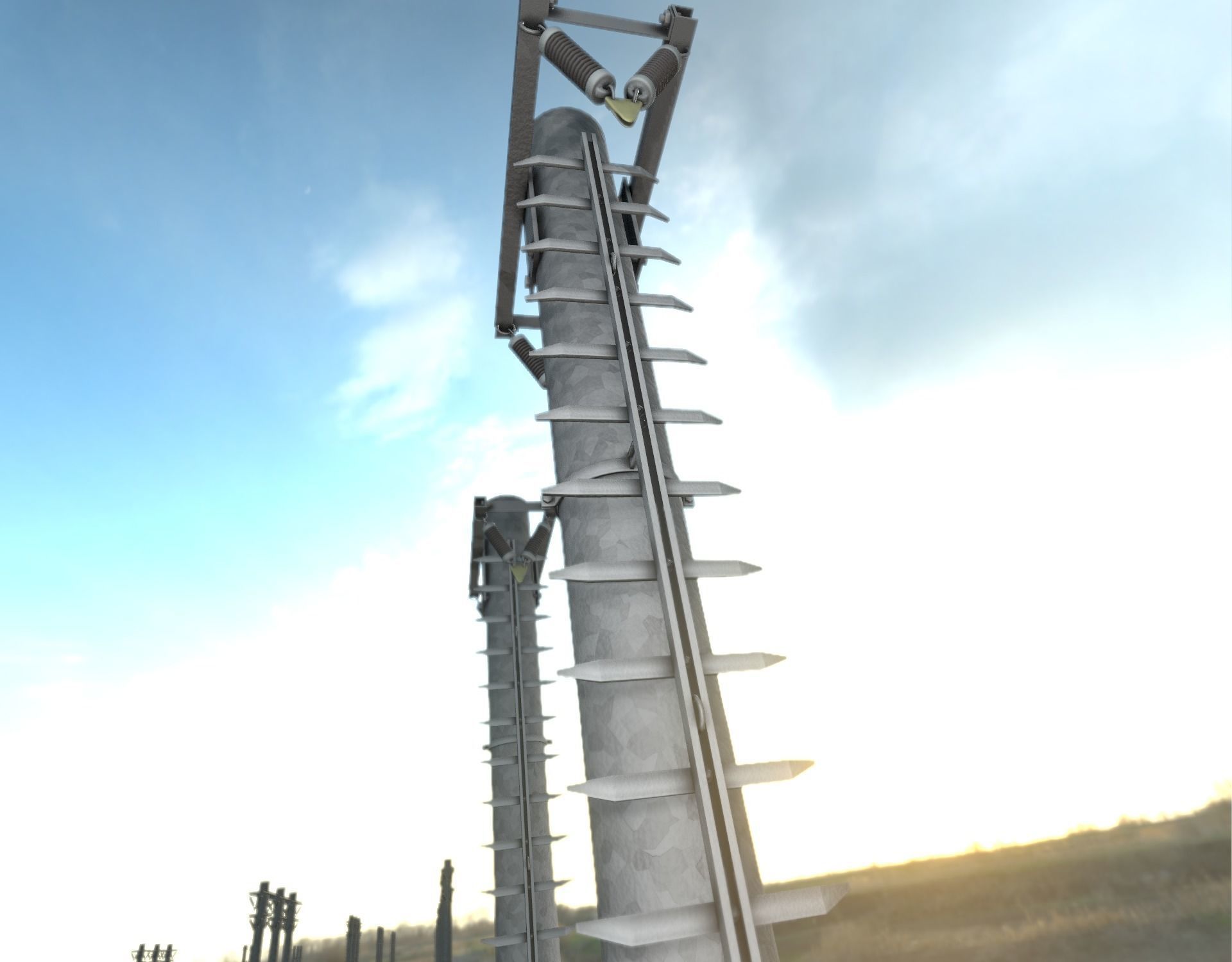 Iron Power Pole with ladder - Objekt 064 Low-poly 3D model_22