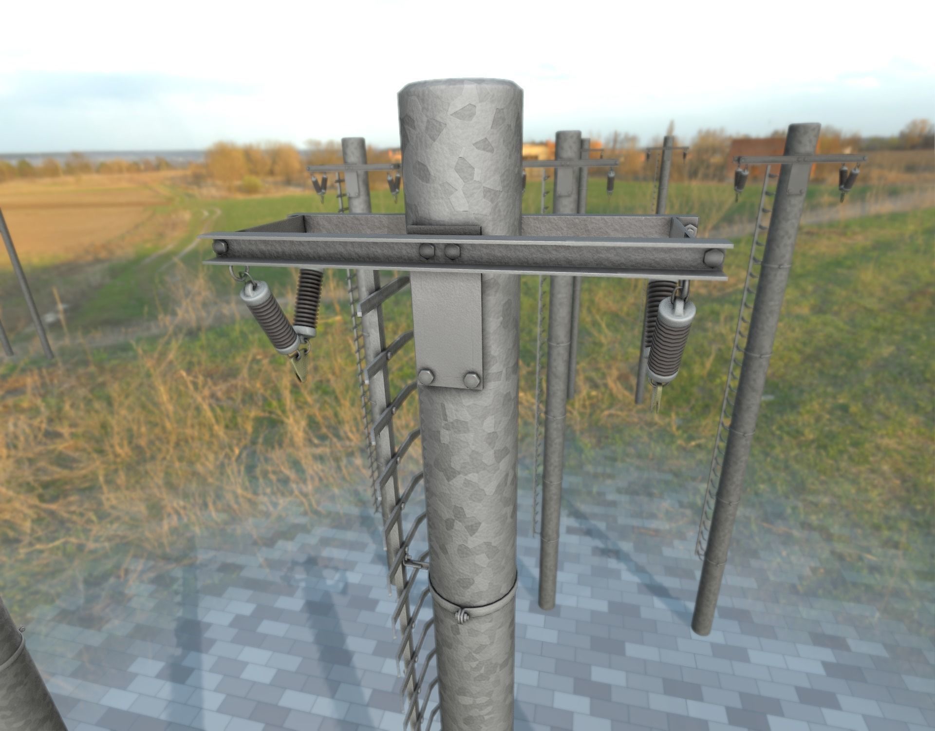 Iron Power Pole with ladder - Objekt 064 Low-poly 3D model_34