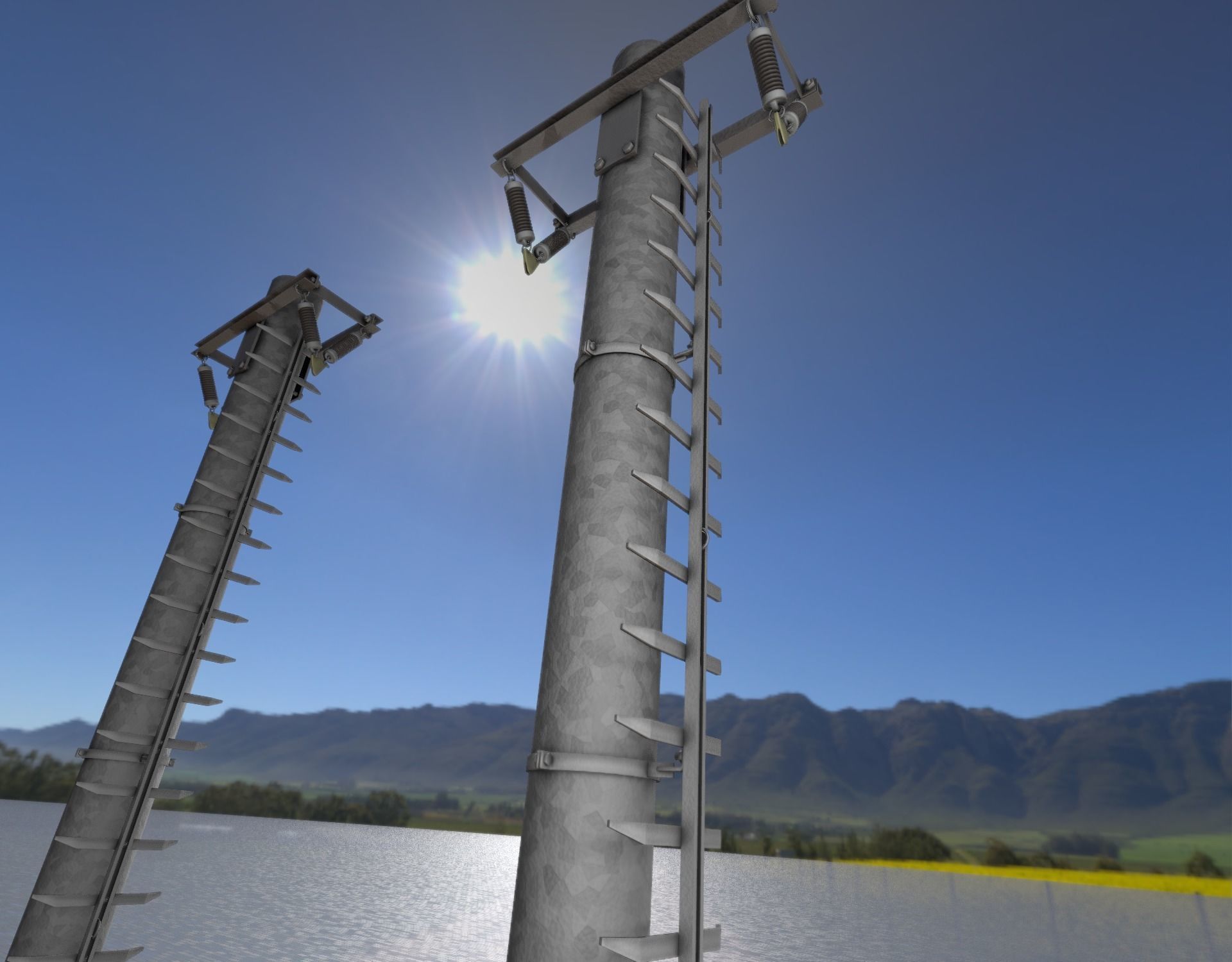 Iron Power Pole with ladder - Objekt 064 Low-poly 3D model_49