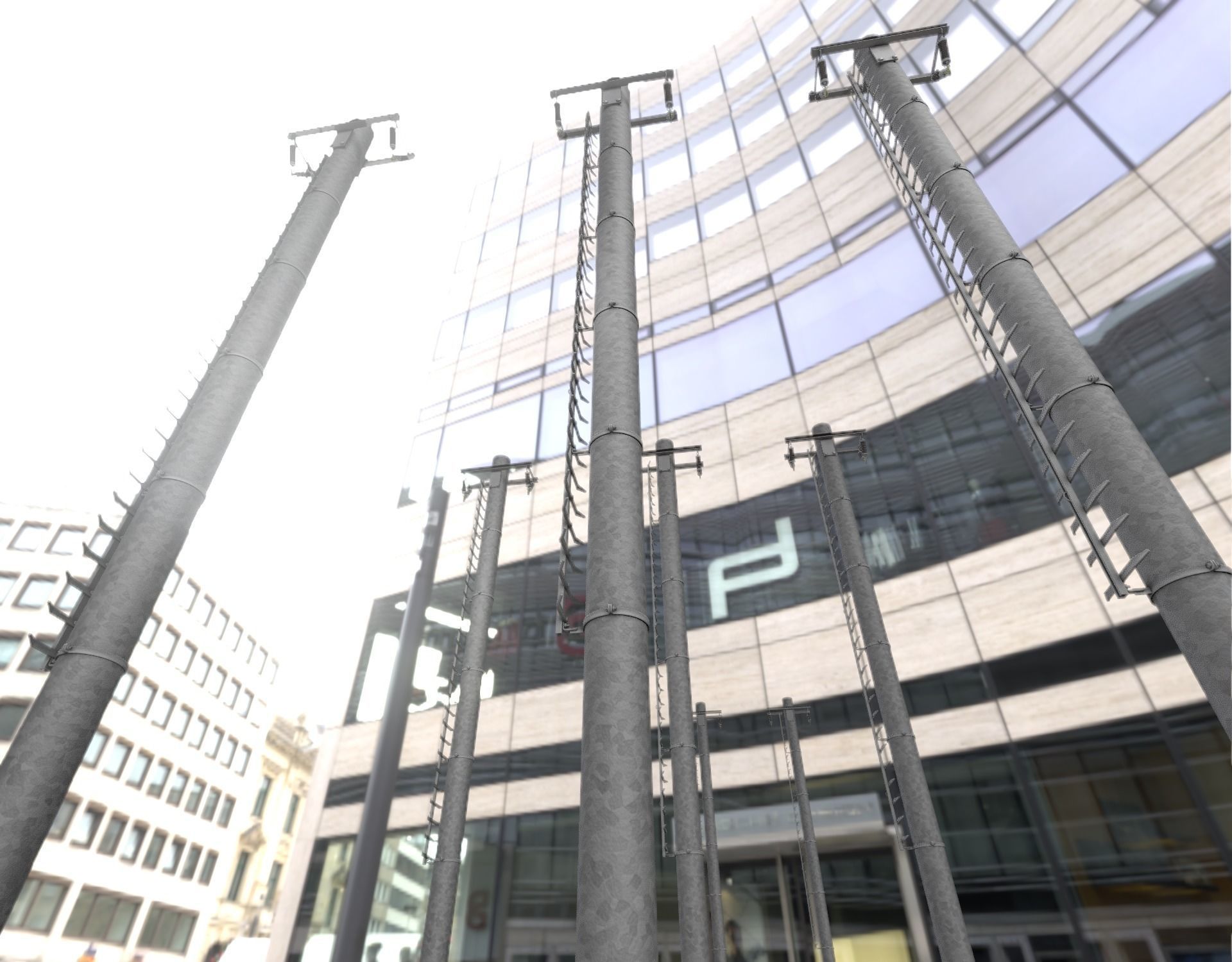 Iron Power Pole with ladder - Objekt 064 Low-poly 3D model_7