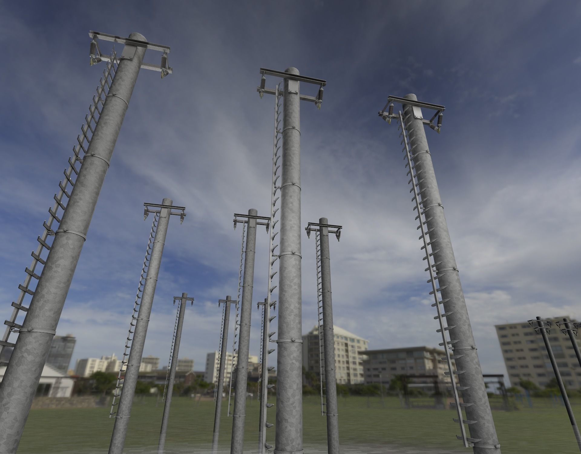 Iron Power Pole with ladder - Objekt 064 Low-poly 3D model_39