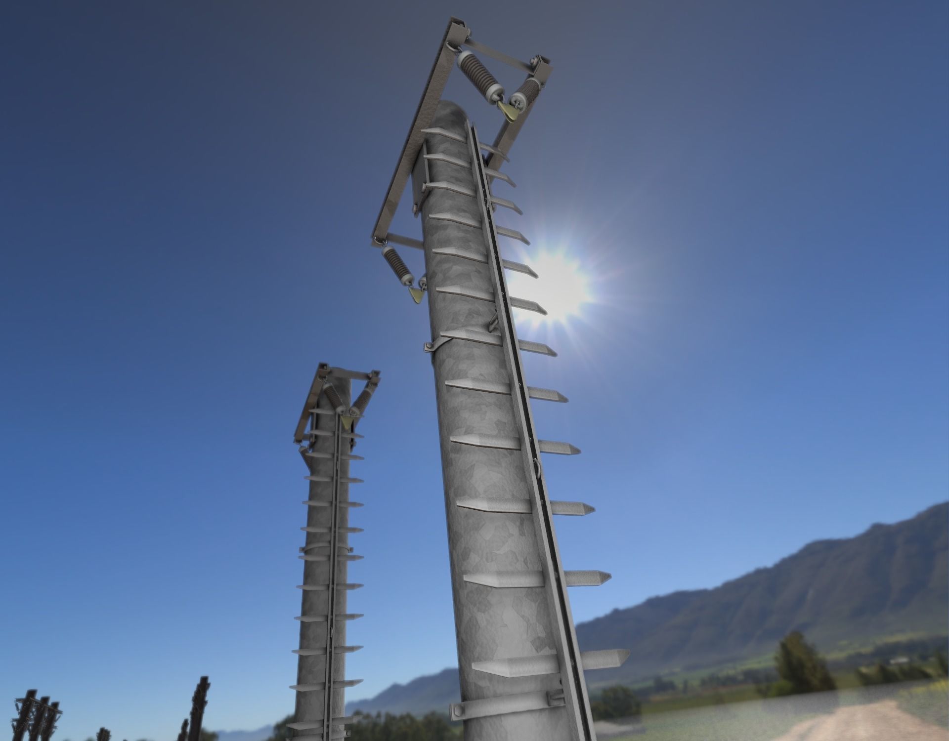 Iron Power Pole with ladder - Objekt 064 Low-poly 3D model_27