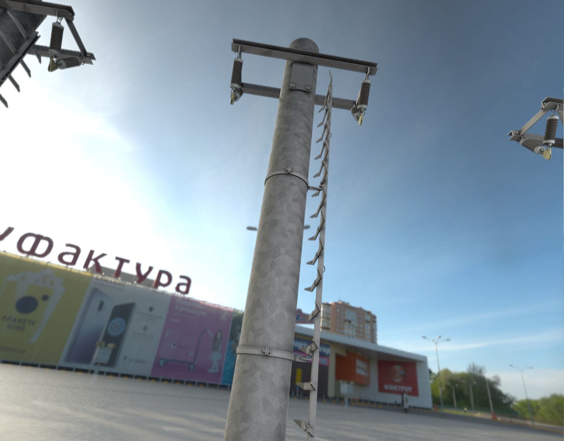 Iron Power Pole with ladder - Objekt 064 Low-poly 3D model_30