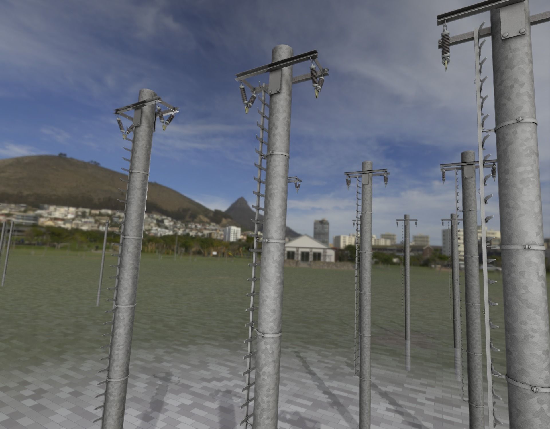 Iron Power Pole with ladder - Objekt 064 Low-poly 3D model_11