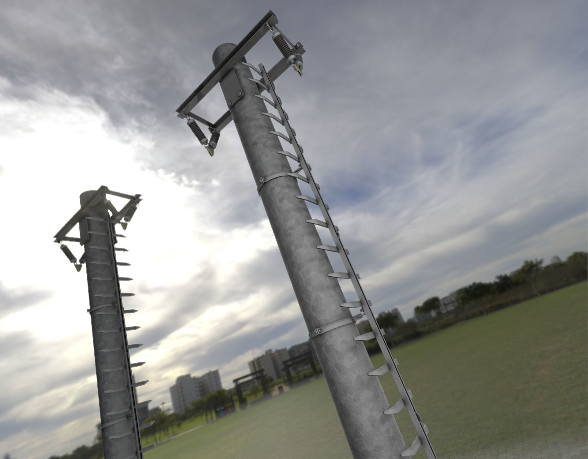 Iron Power Pole with ladder - Objekt 064 Low-poly 3D model_21