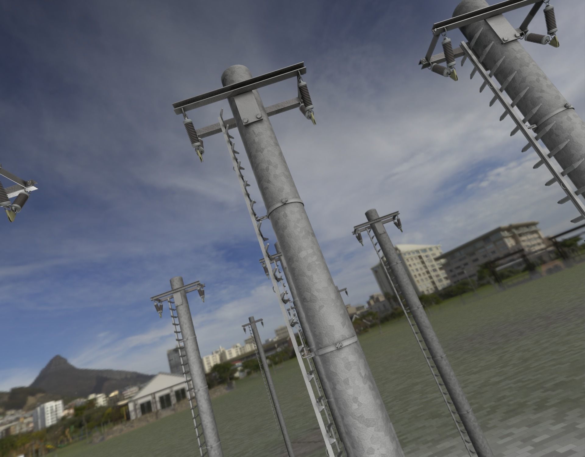 Iron Power Pole with ladder - Objekt 064 Low-poly 3D model_26