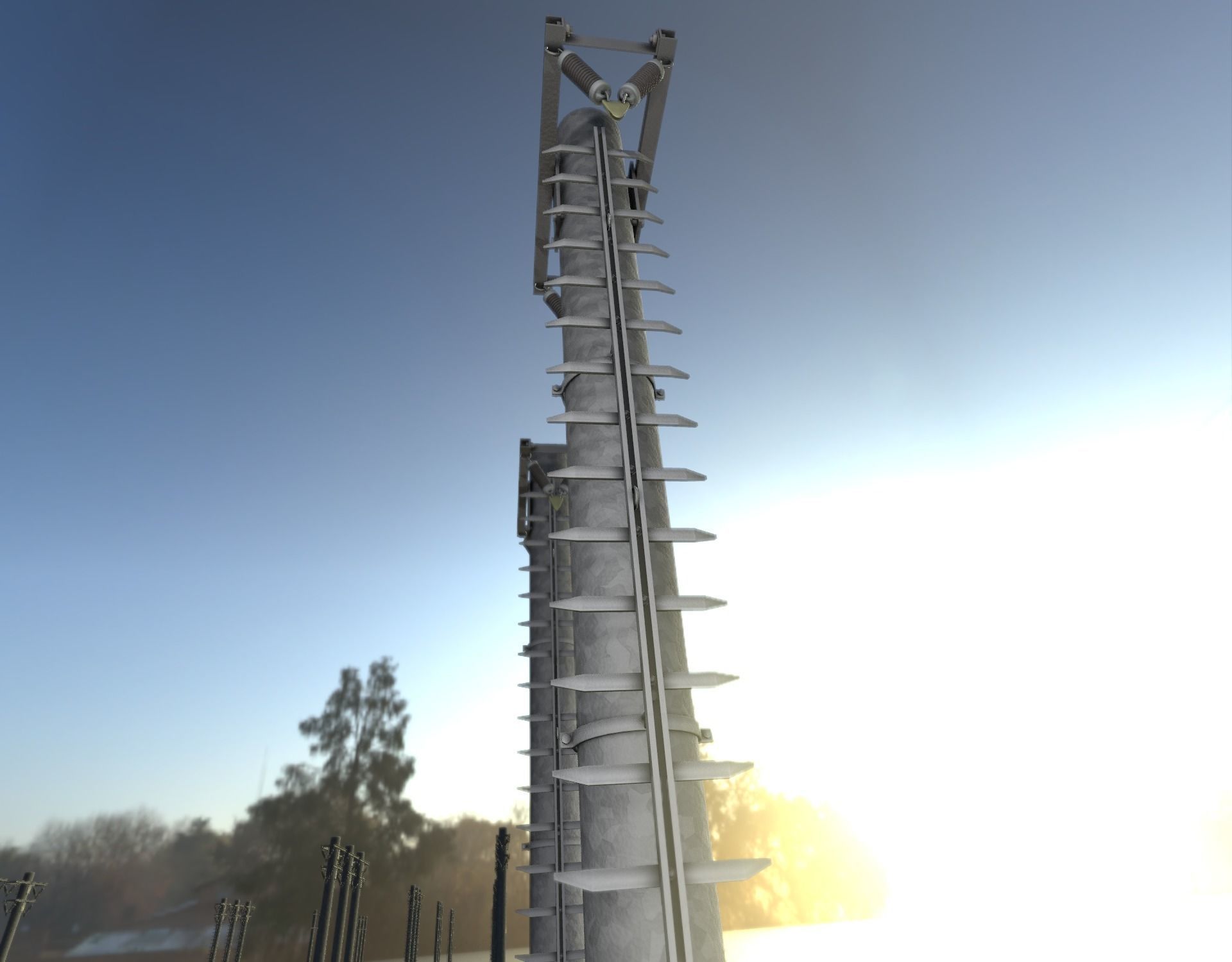 Iron Power Pole with ladder - Objekt 064 Low-poly 3D model_46