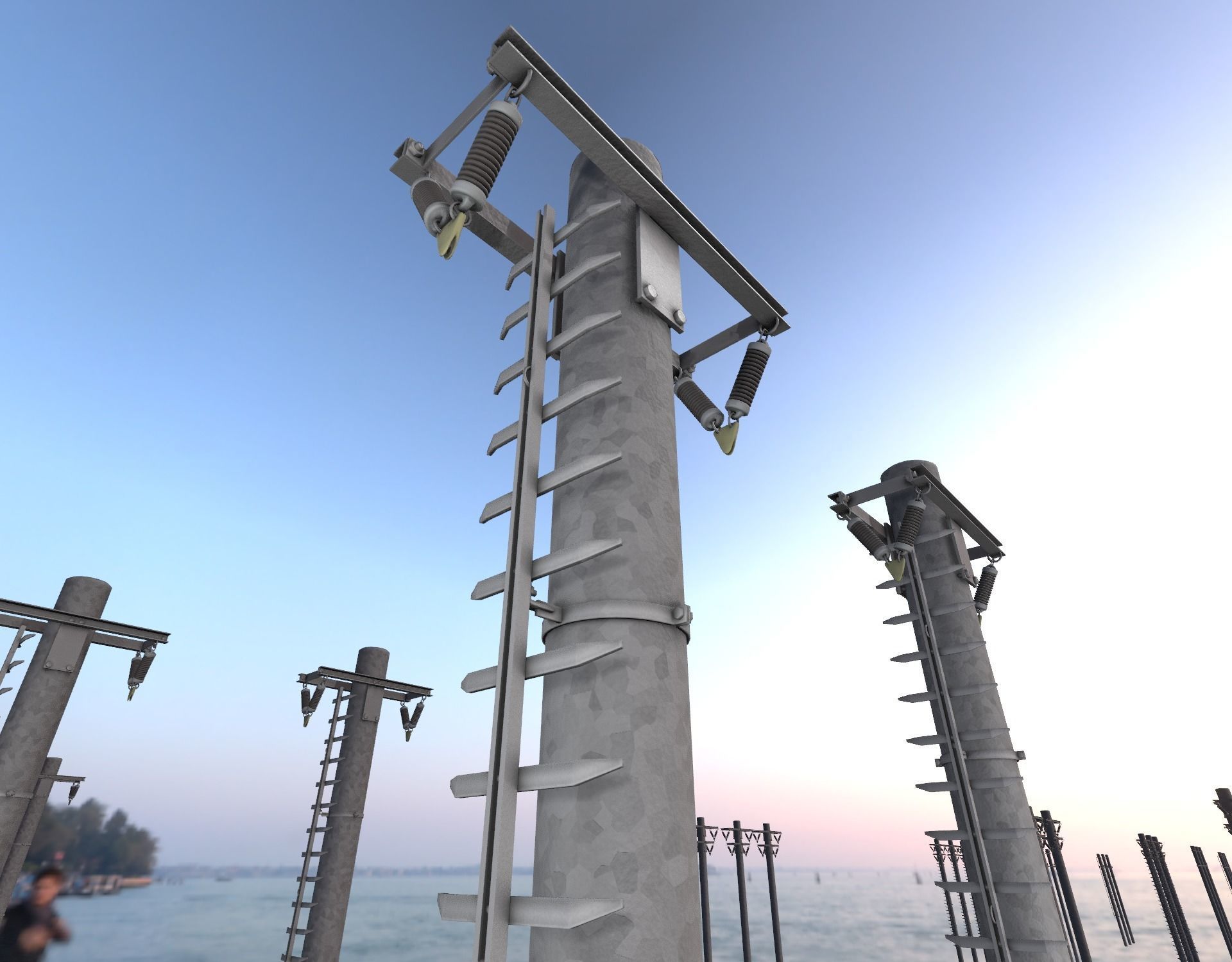 Iron Power Pole with ladder - Objekt 064 Low-poly 3D model_41