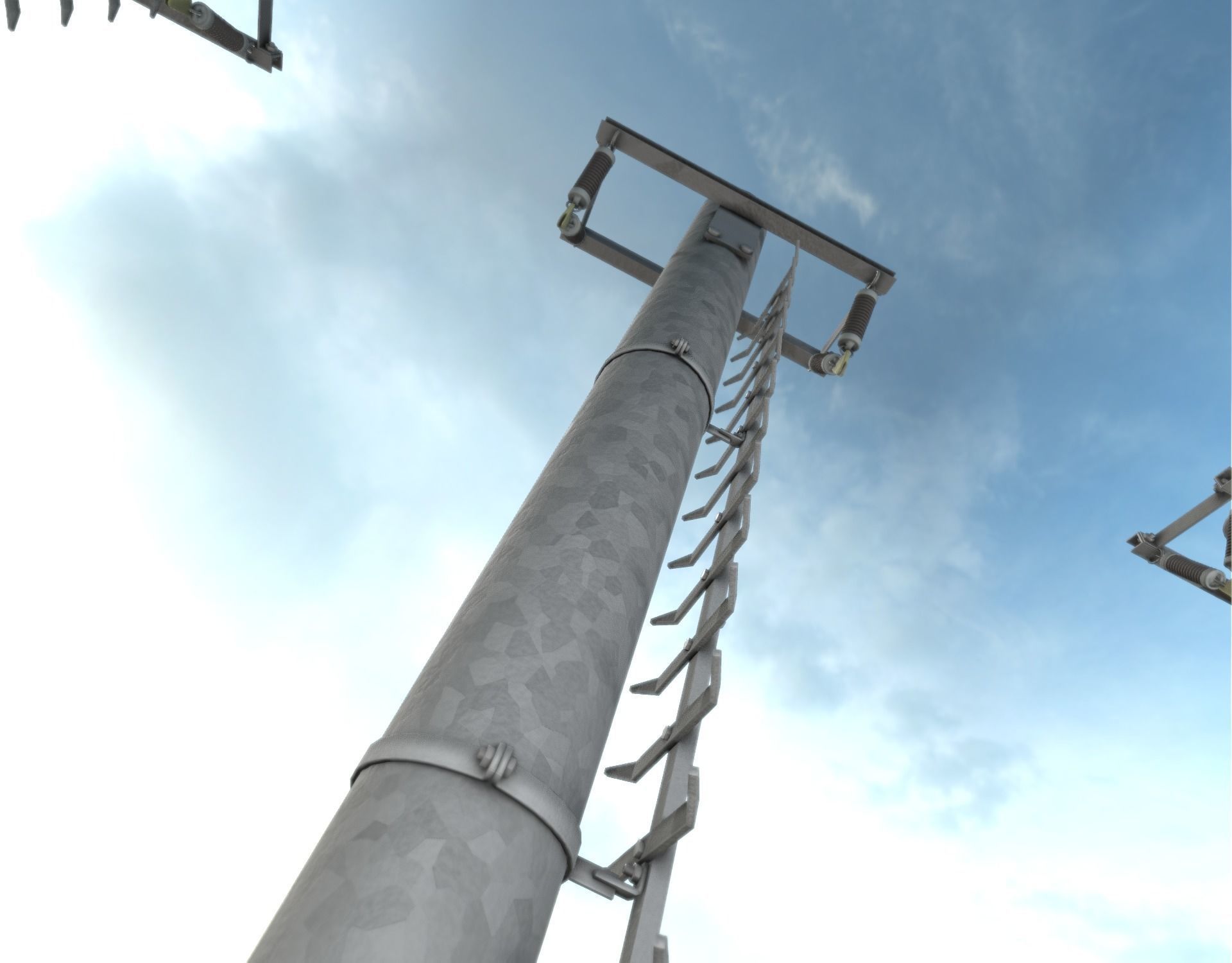 Iron Power Pole with ladder - Objekt 064 Low-poly 3D model_44