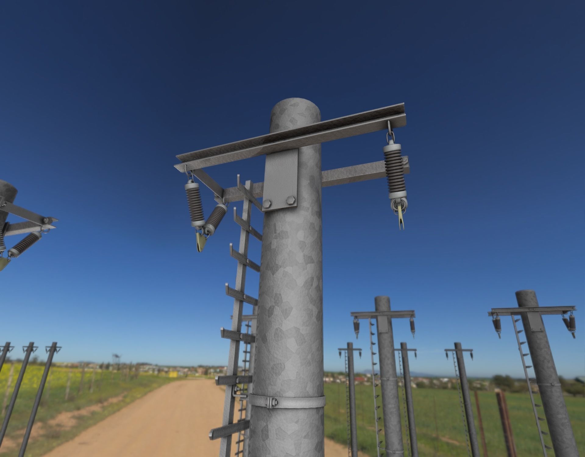 Iron Power Pole with ladder - Objekt 064 Low-poly 3D model_3