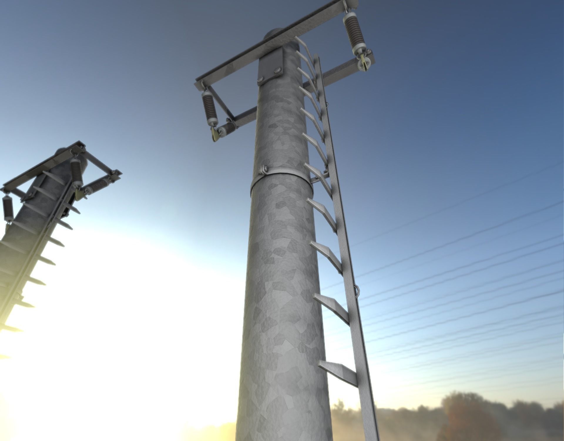 Iron Power Pole with ladder - Objekt 064 Low-poly 3D model_24