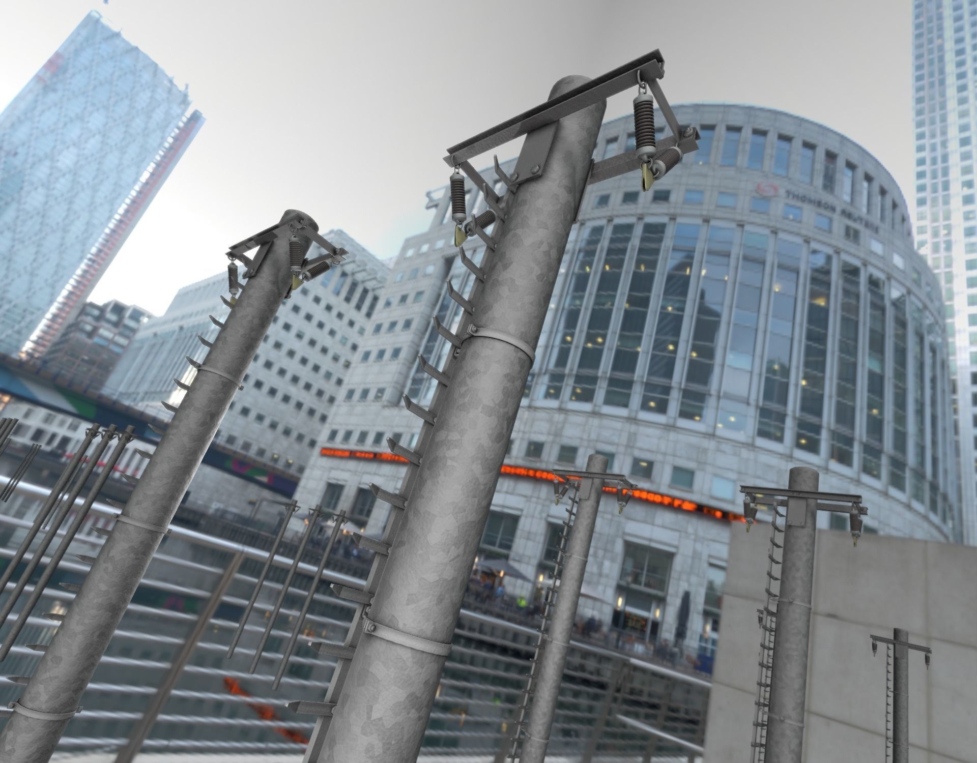 Iron Power Pole with ladder - Objekt 064 Low-poly 3D model_17