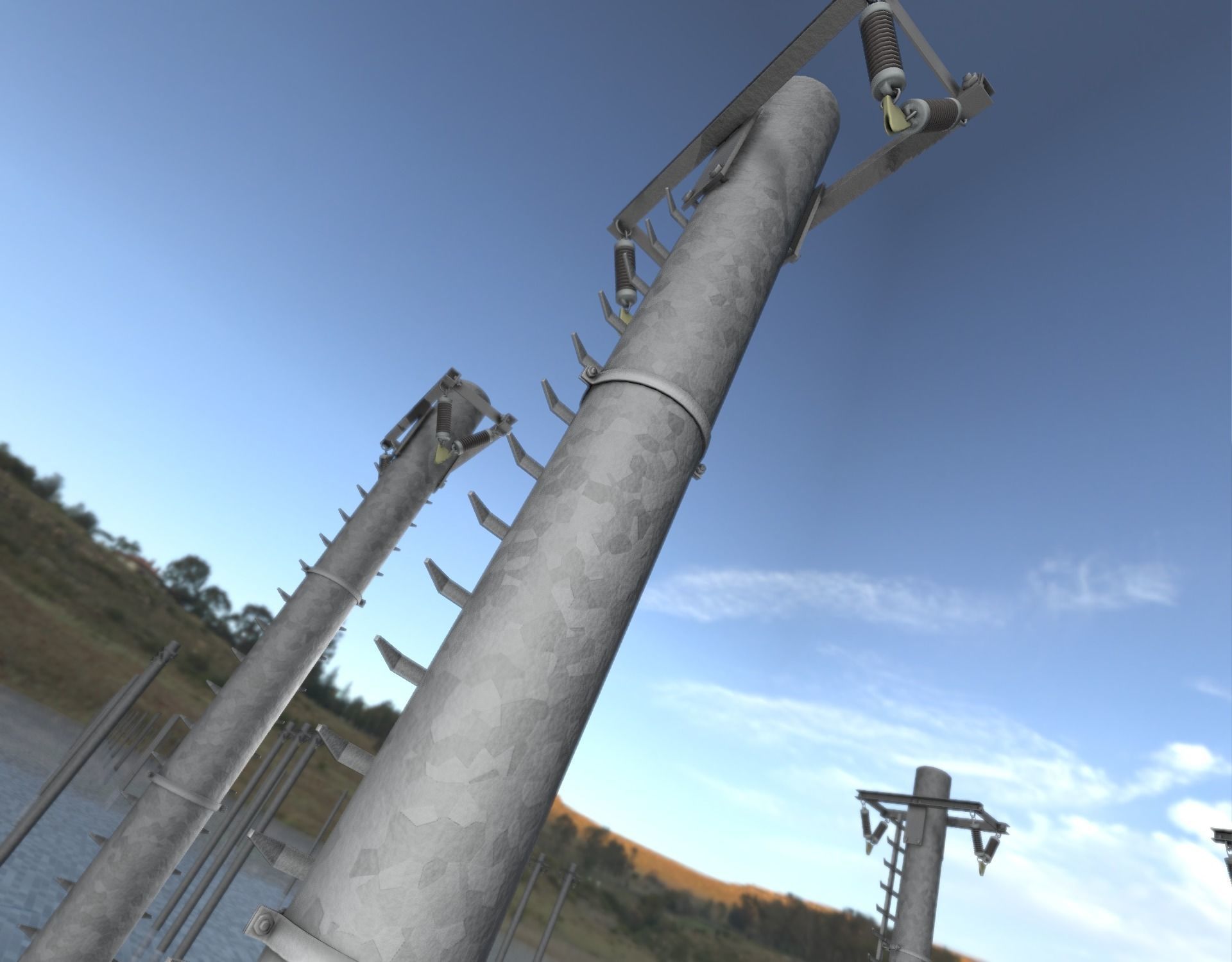 Iron Power Pole with ladder - Objekt 064 Low-poly 3D model_25