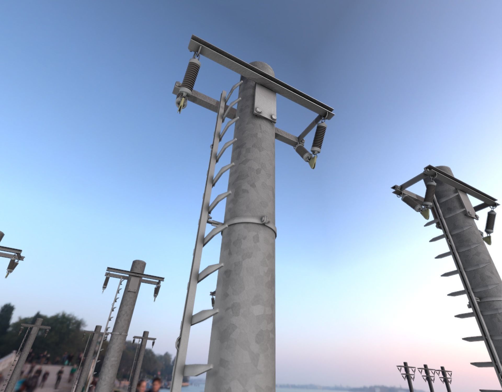 Iron Power Pole with ladder - Objekt 064 Low-poly 3D model_9