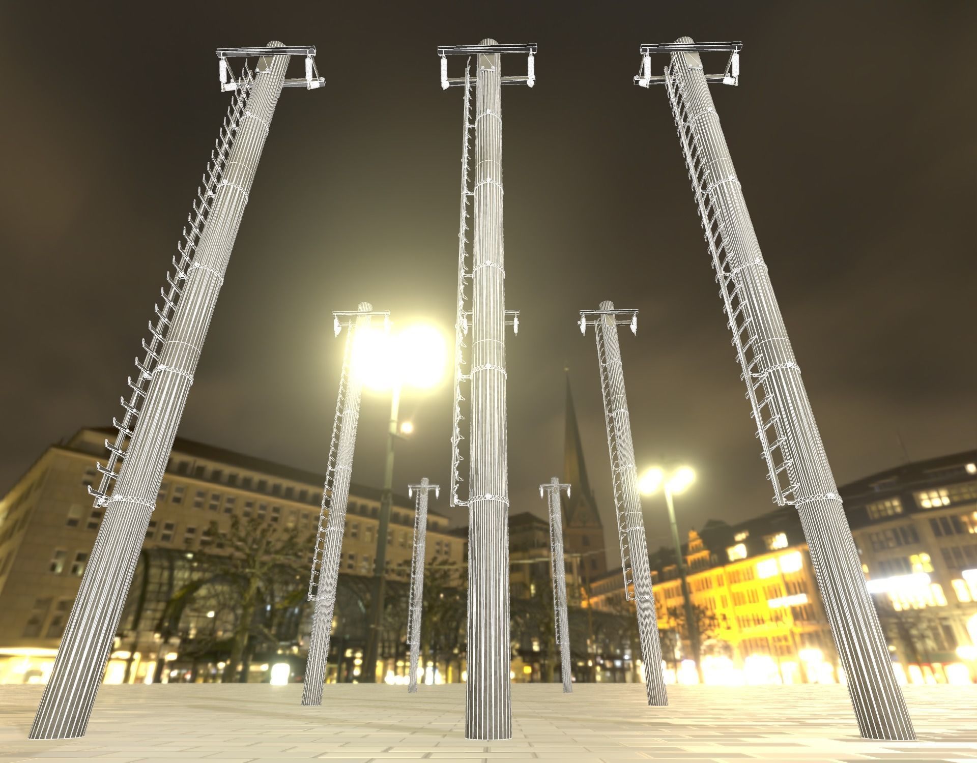 Iron Power Pole with ladder - Objekt 064 Low-poly 3D model_6