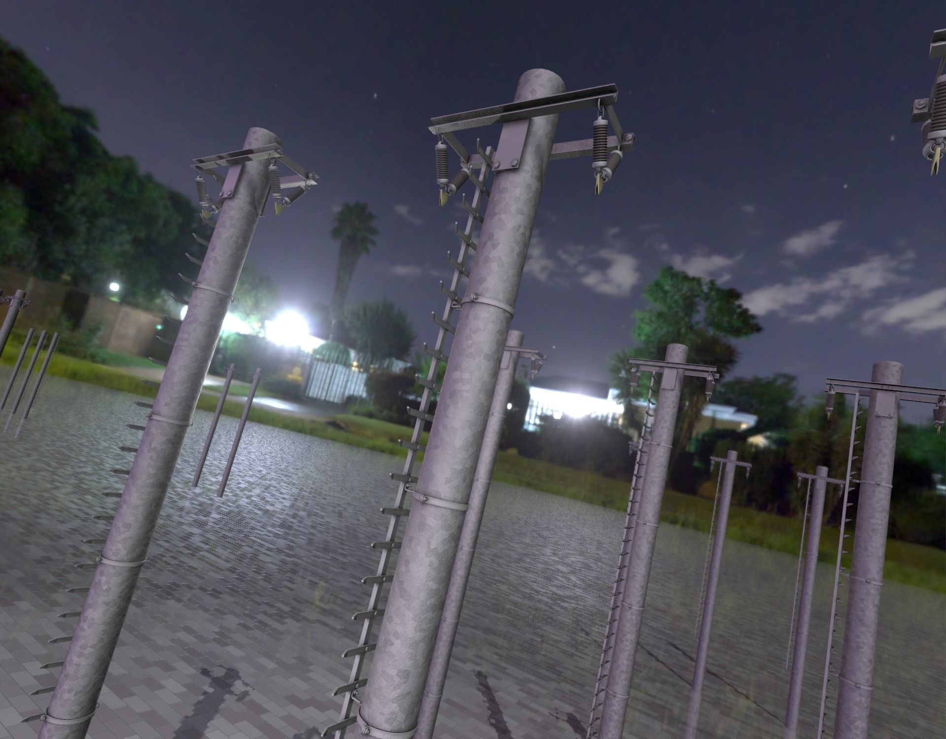 Iron Power Pole with ladder - Objekt 064 Low-poly 3D model_14