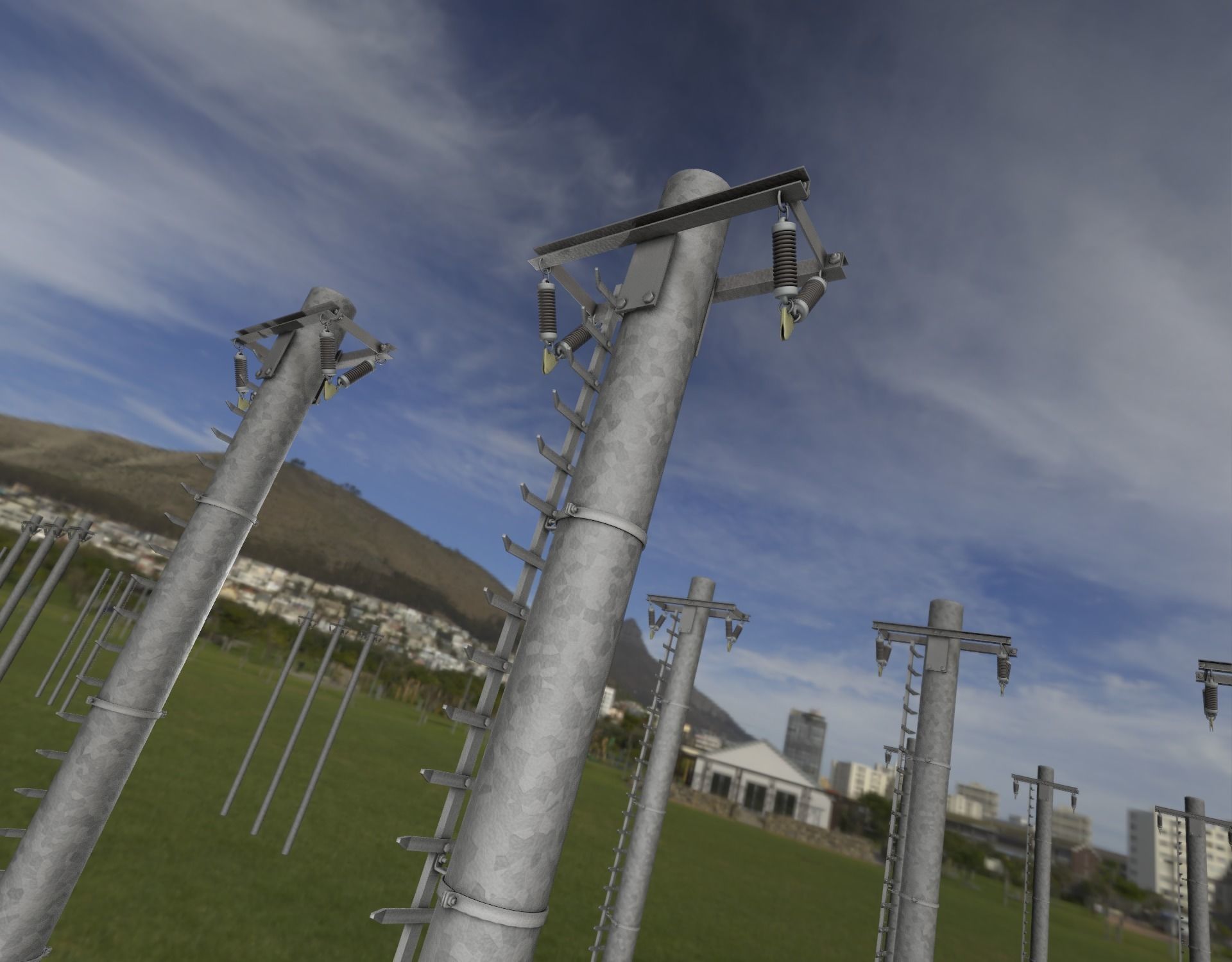 Iron Power Pole with ladder - Objekt 064 Low-poly 3D model_16