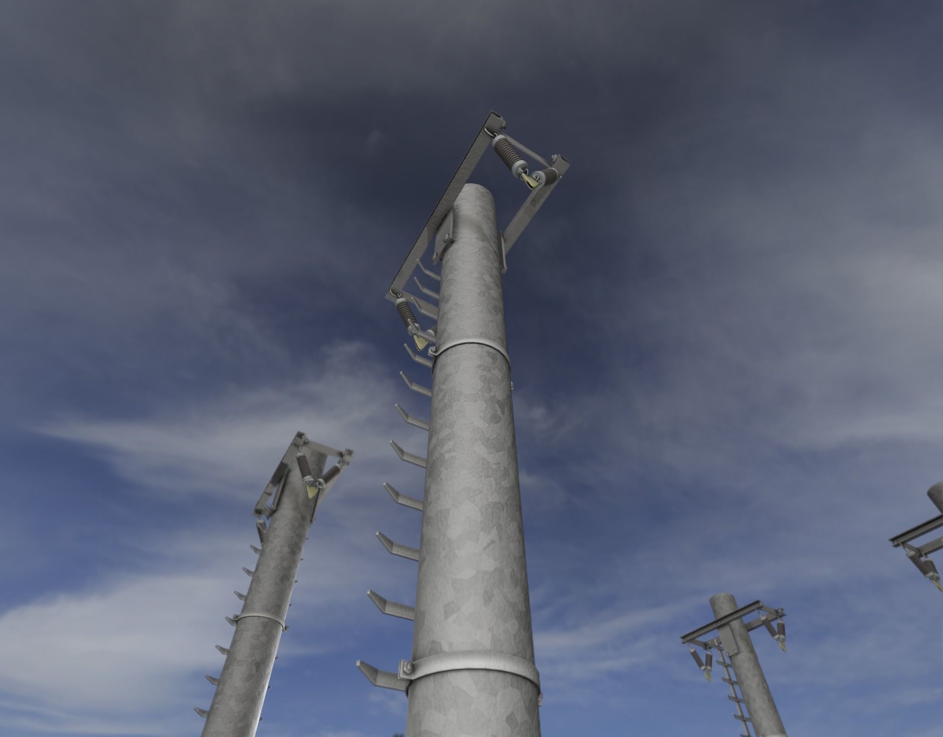 Iron Power Pole with ladder - Objekt 064 Low-poly 3D model_47