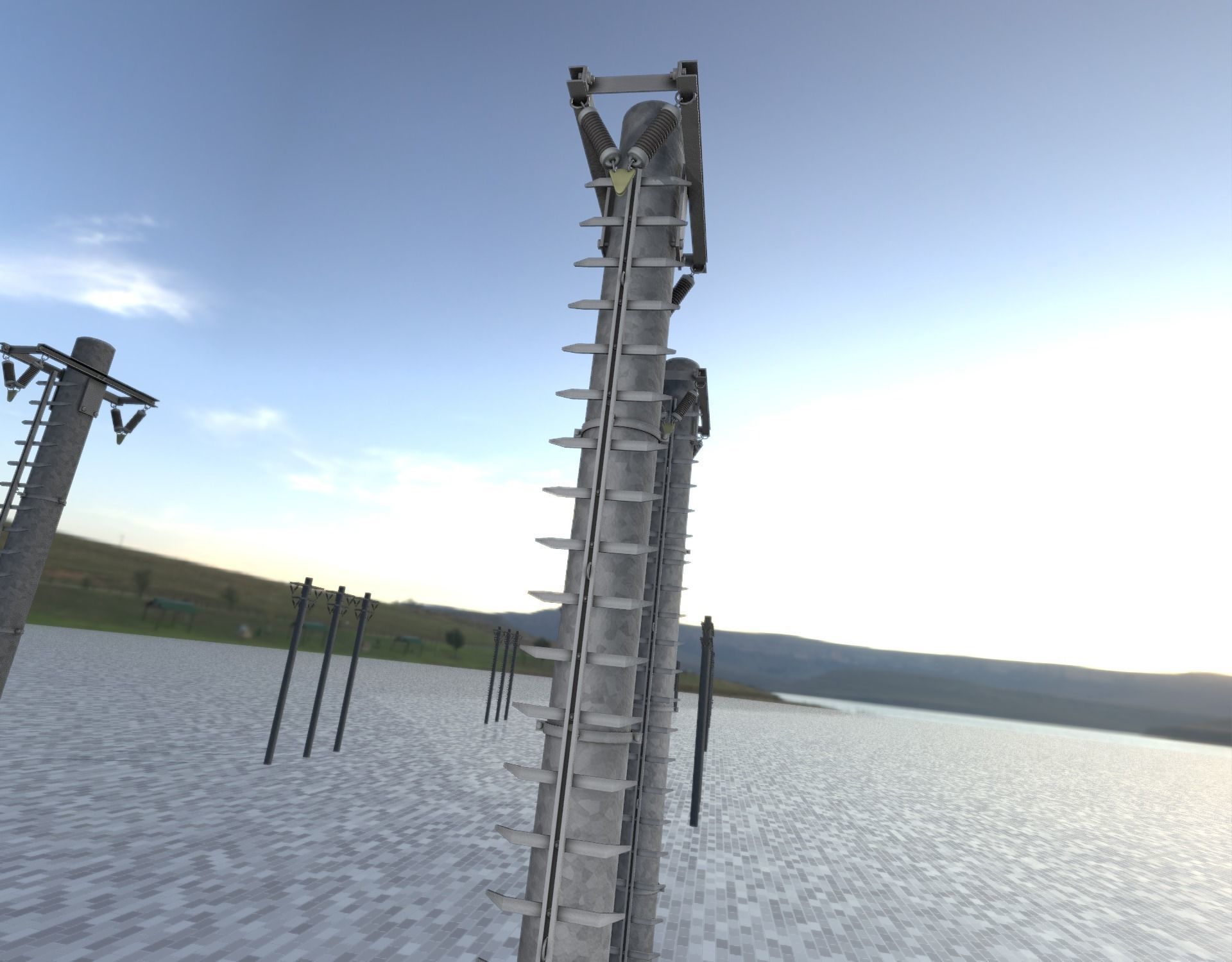 Iron Power Pole with ladder - Objekt 064 Low-poly 3D model_48