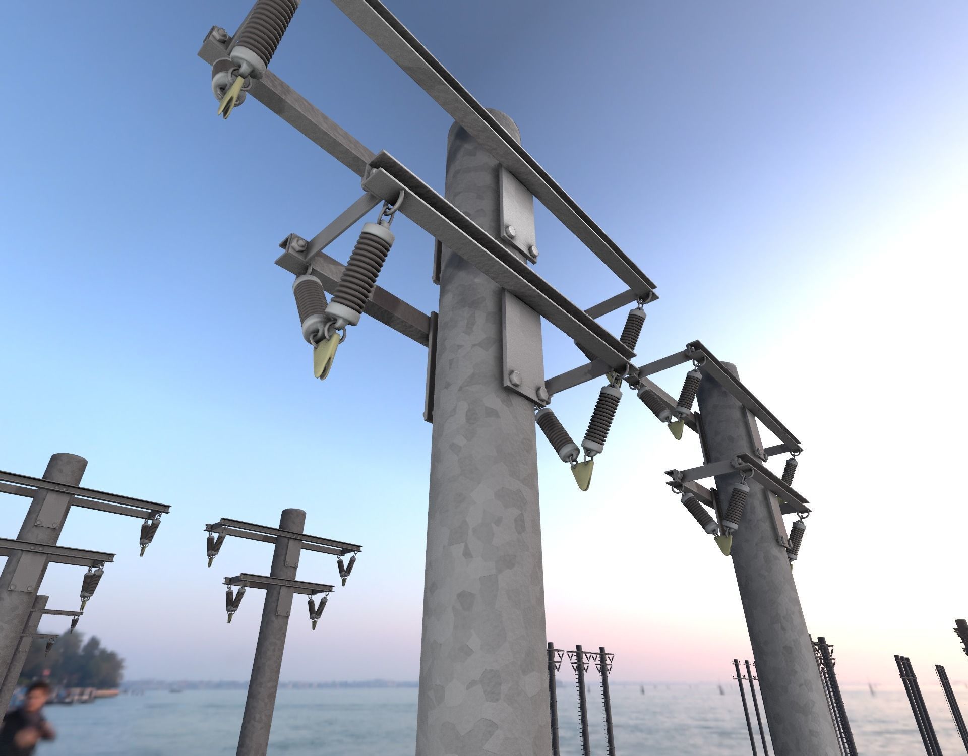 Steel power pole without ladder - Objekt  065 Low-poly 3D model_40