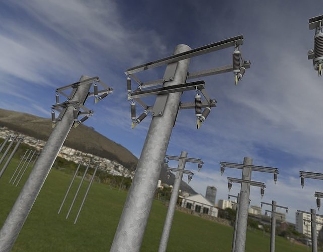 Steel power pole without ladder - Objekt  065 Low-poly 3D model