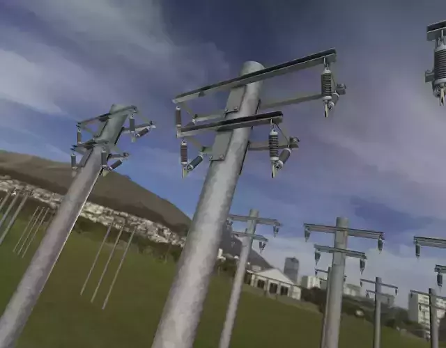 Steel power pole without ladder - Objekt  065 Low-poly 3D model