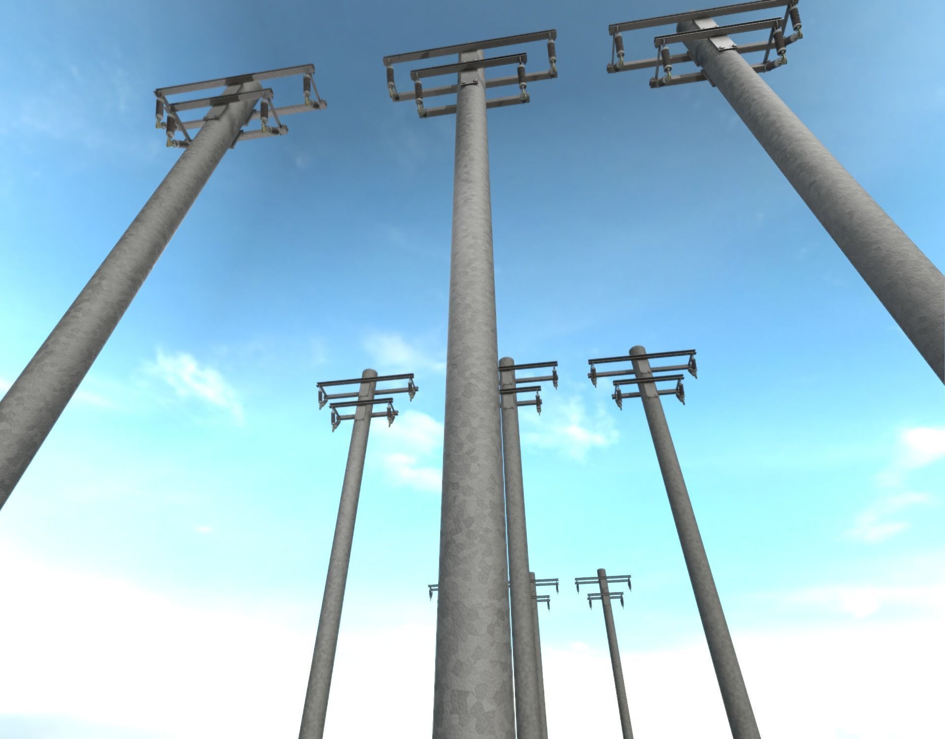 Steel power pole without ladder - Objekt  065 Low-poly 3D model_12