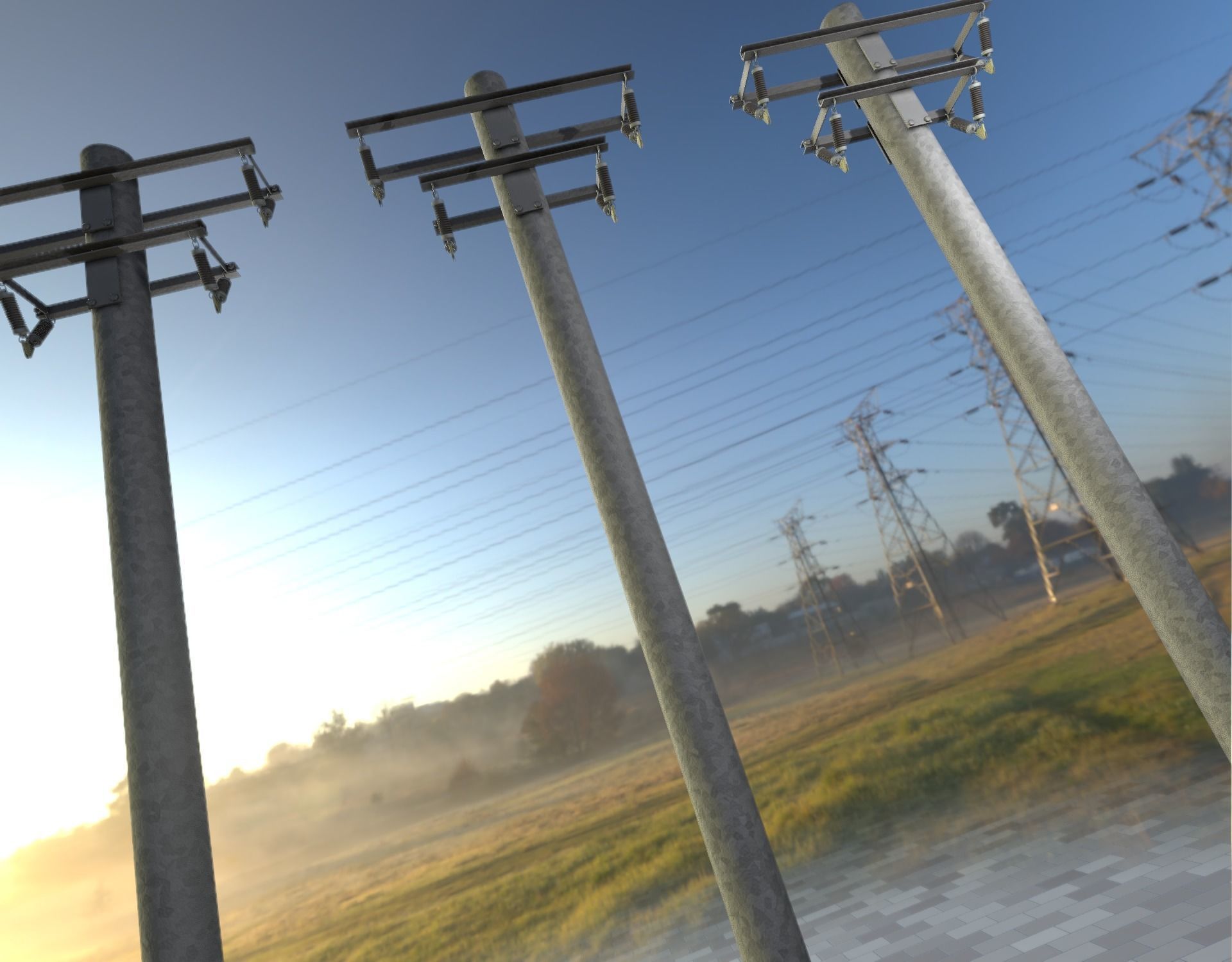 Steel power pole without ladder - Objekt  065 Low-poly 3D model_16