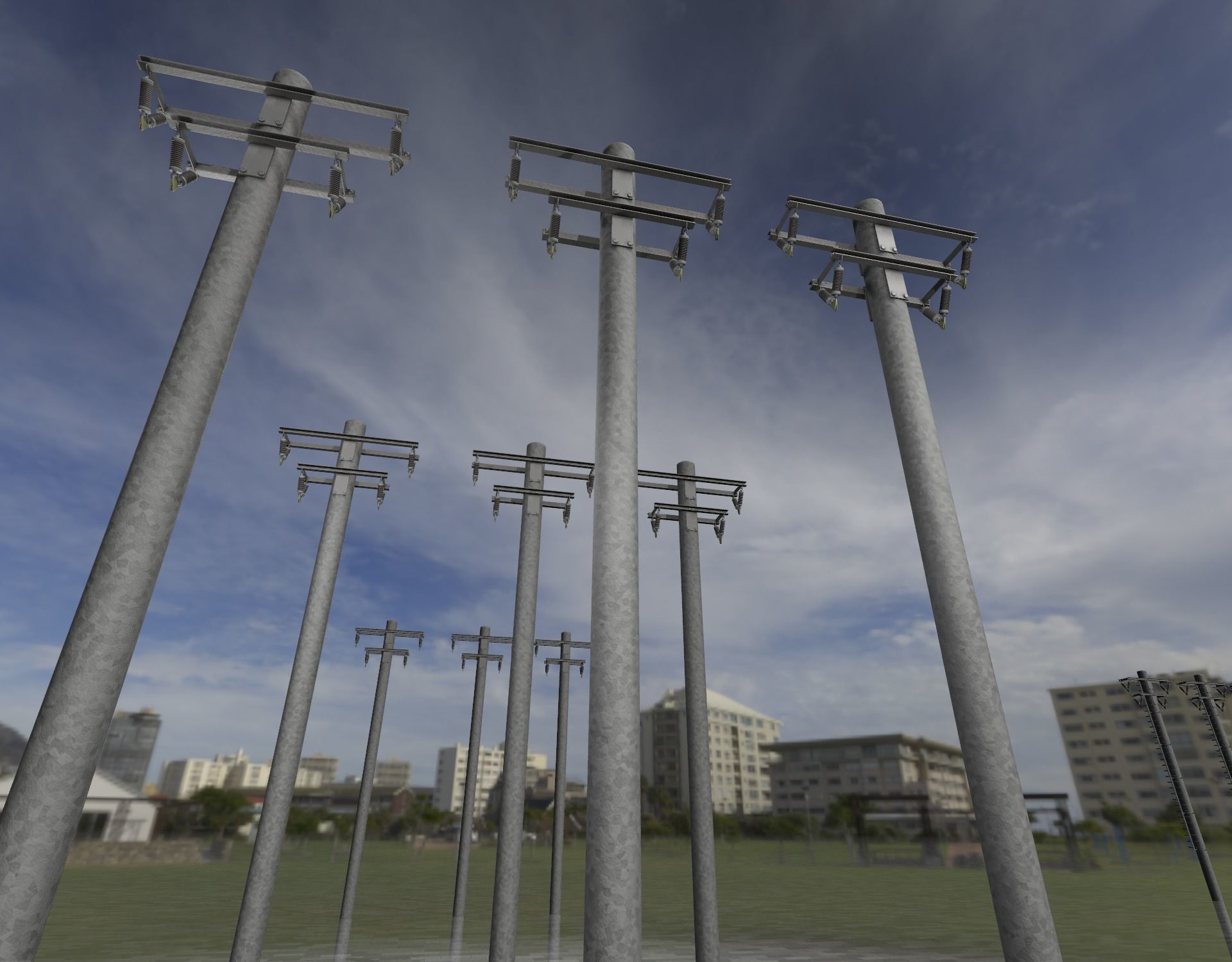 Steel power pole without ladder - Objekt  065 Low-poly 3D model_38