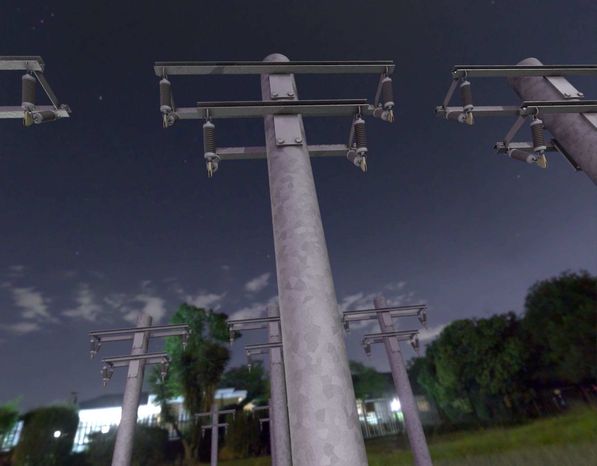 Steel power pole without ladder - Objekt  065 Low-poly 3D model_44