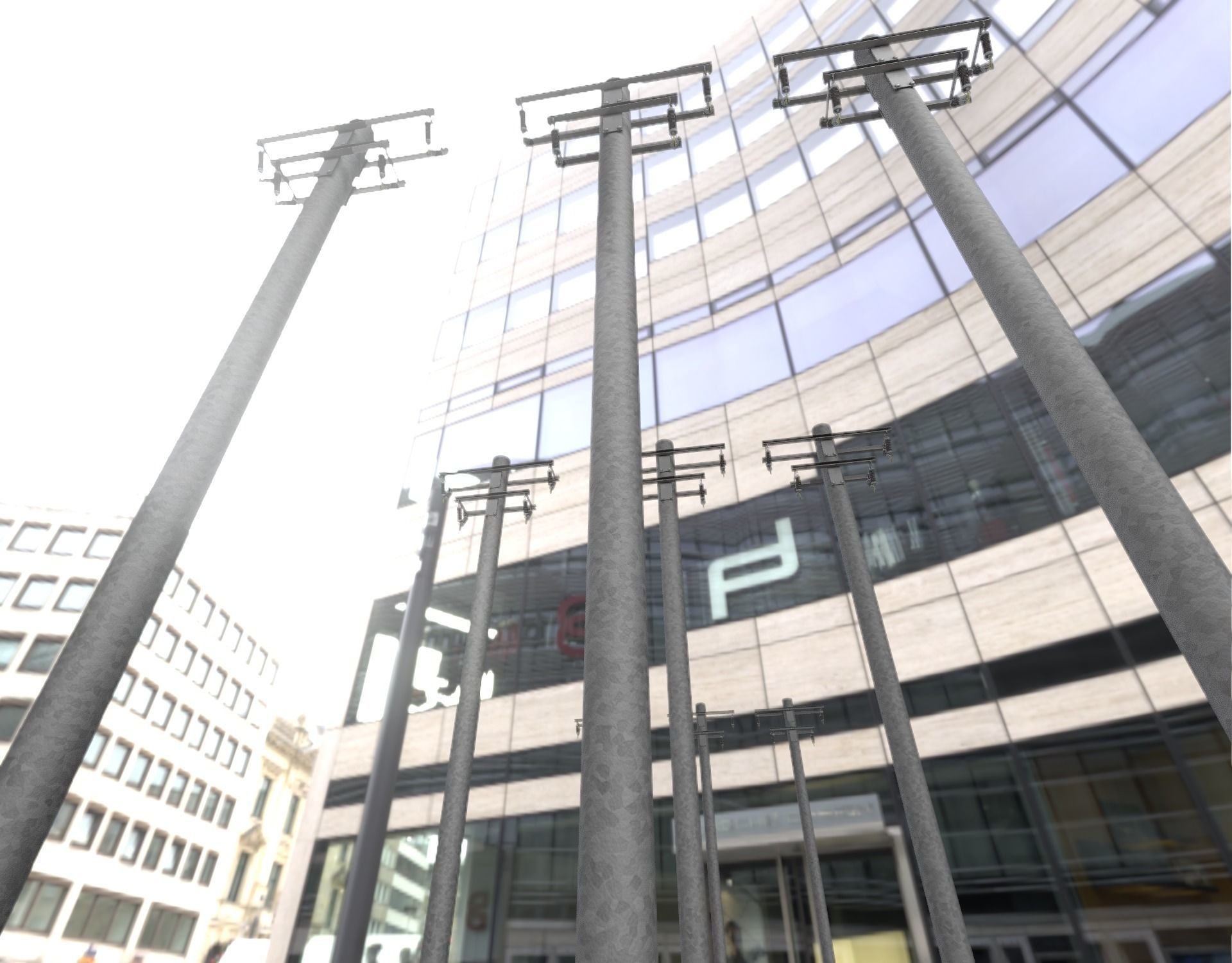 Steel power pole without ladder - Objekt  065 Low-poly 3D model_6