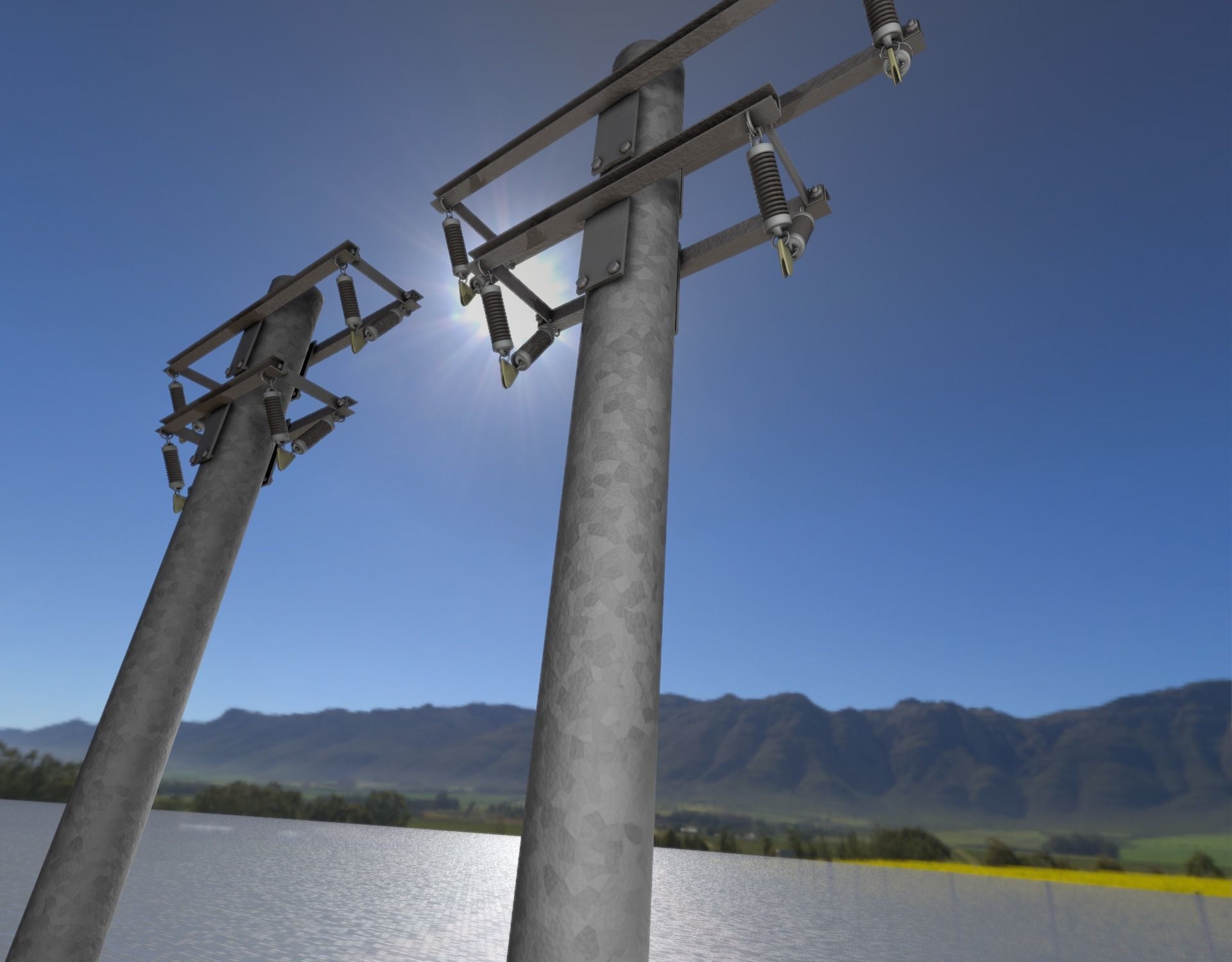 Steel power pole without ladder - Objekt  065 Low-poly 3D model_49