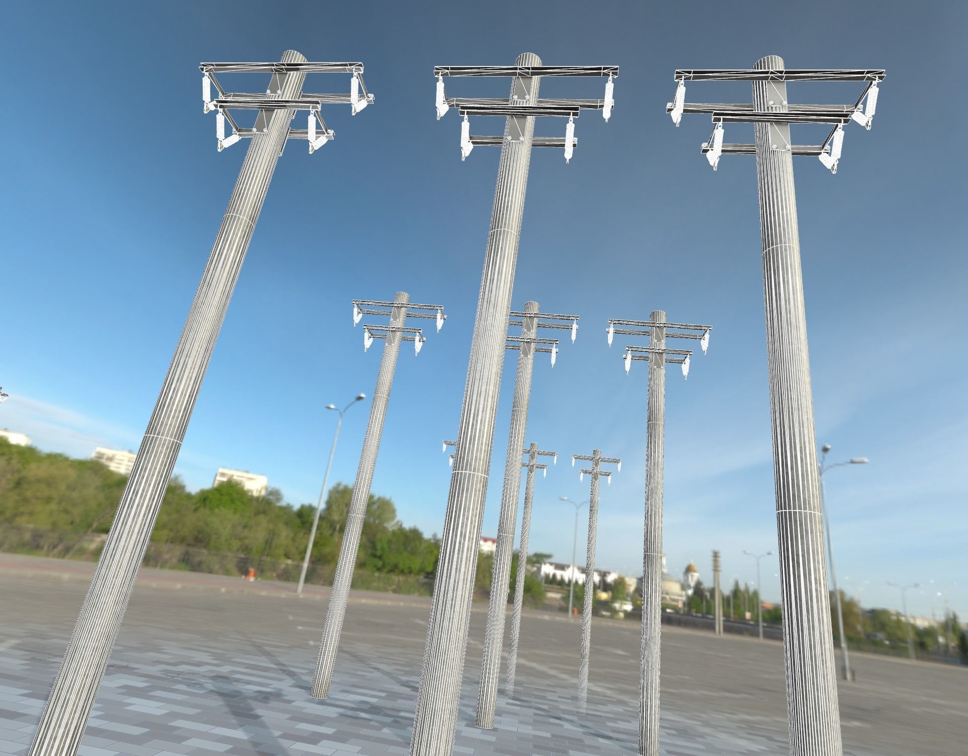 Steel power pole without ladder - Objekt  065 Low-poly 3D model_11