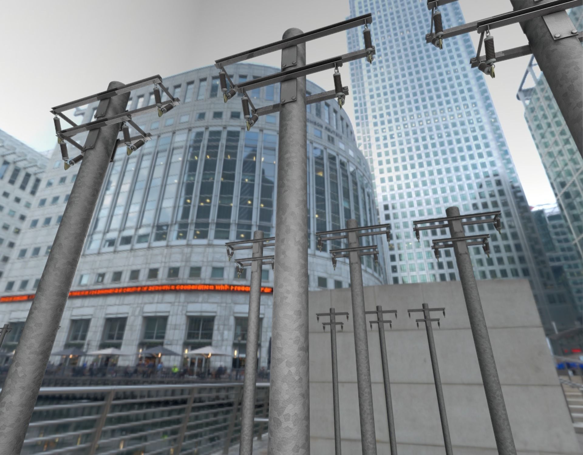 Steel power pole without ladder - Objekt  065 Low-poly 3D model_9