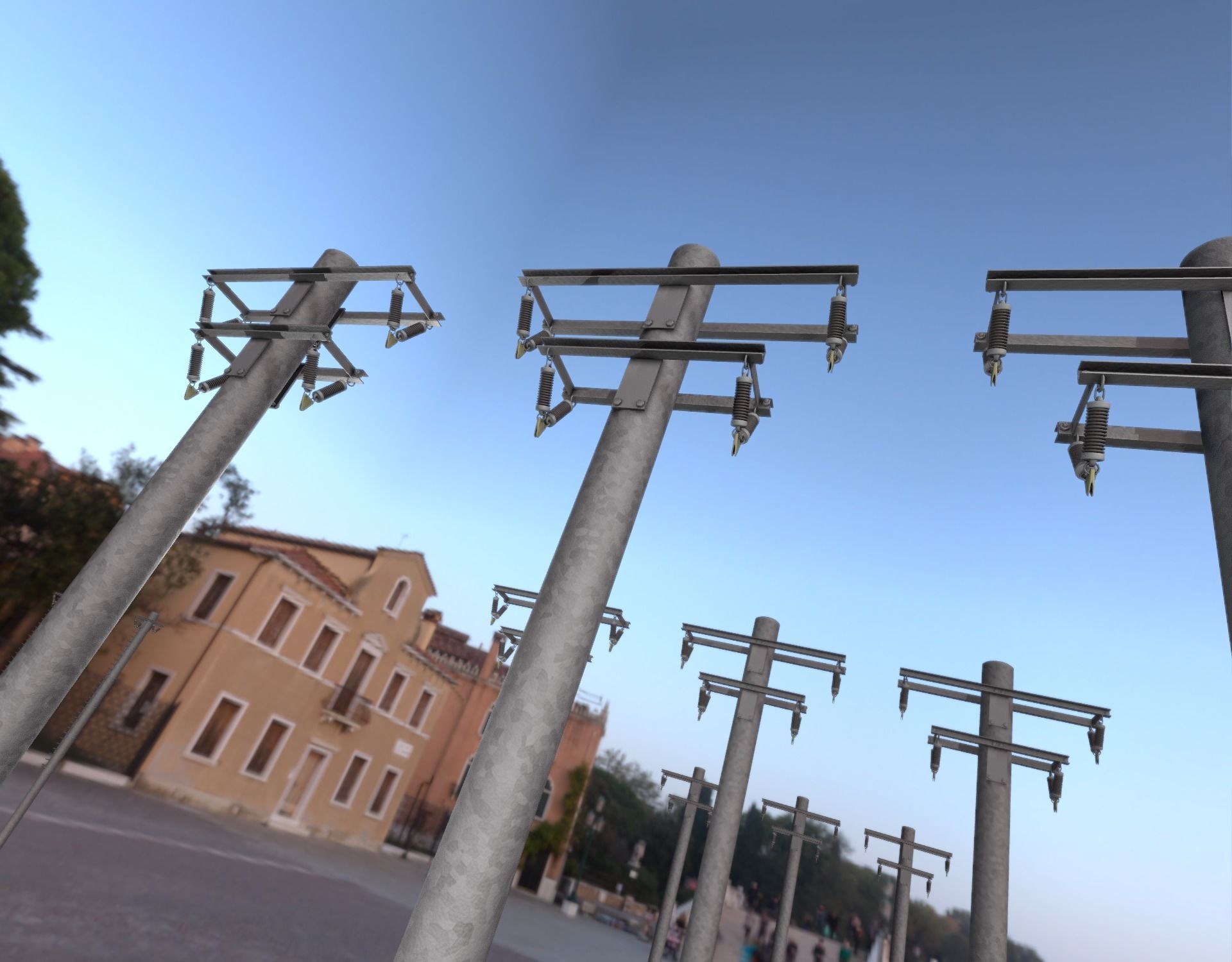 Steel power pole without ladder - Objekt  065 Low-poly 3D model_18