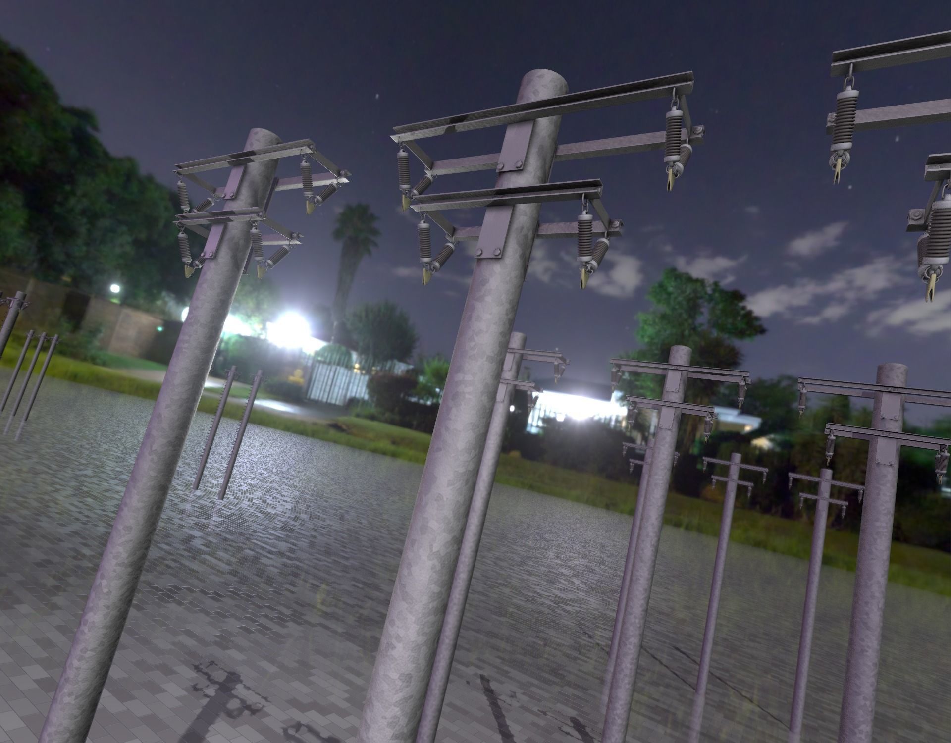 Steel power pole without ladder - Objekt  065 Low-poly 3D model_14