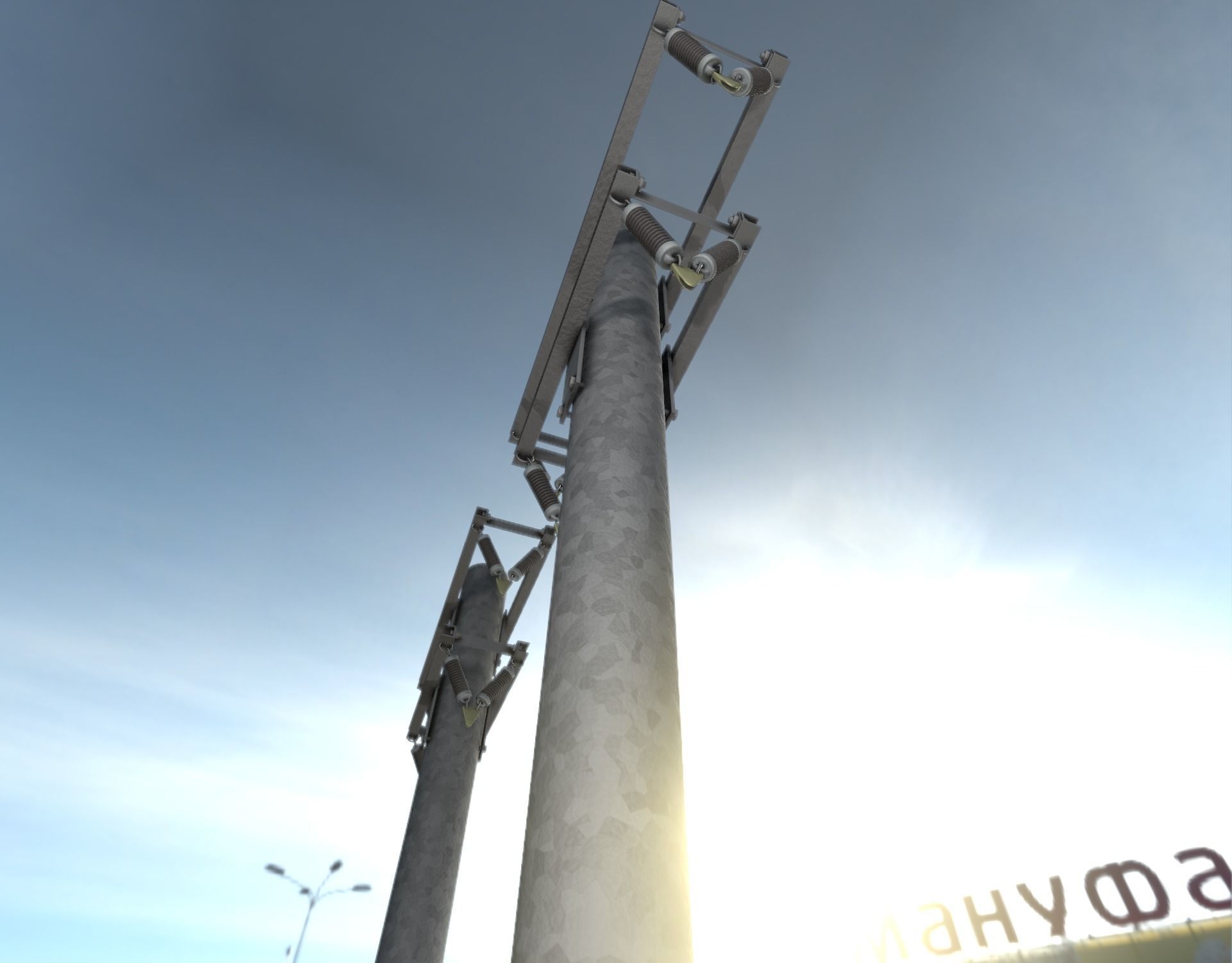Steel power pole without ladder - Objekt  065 Low-poly 3D model_31