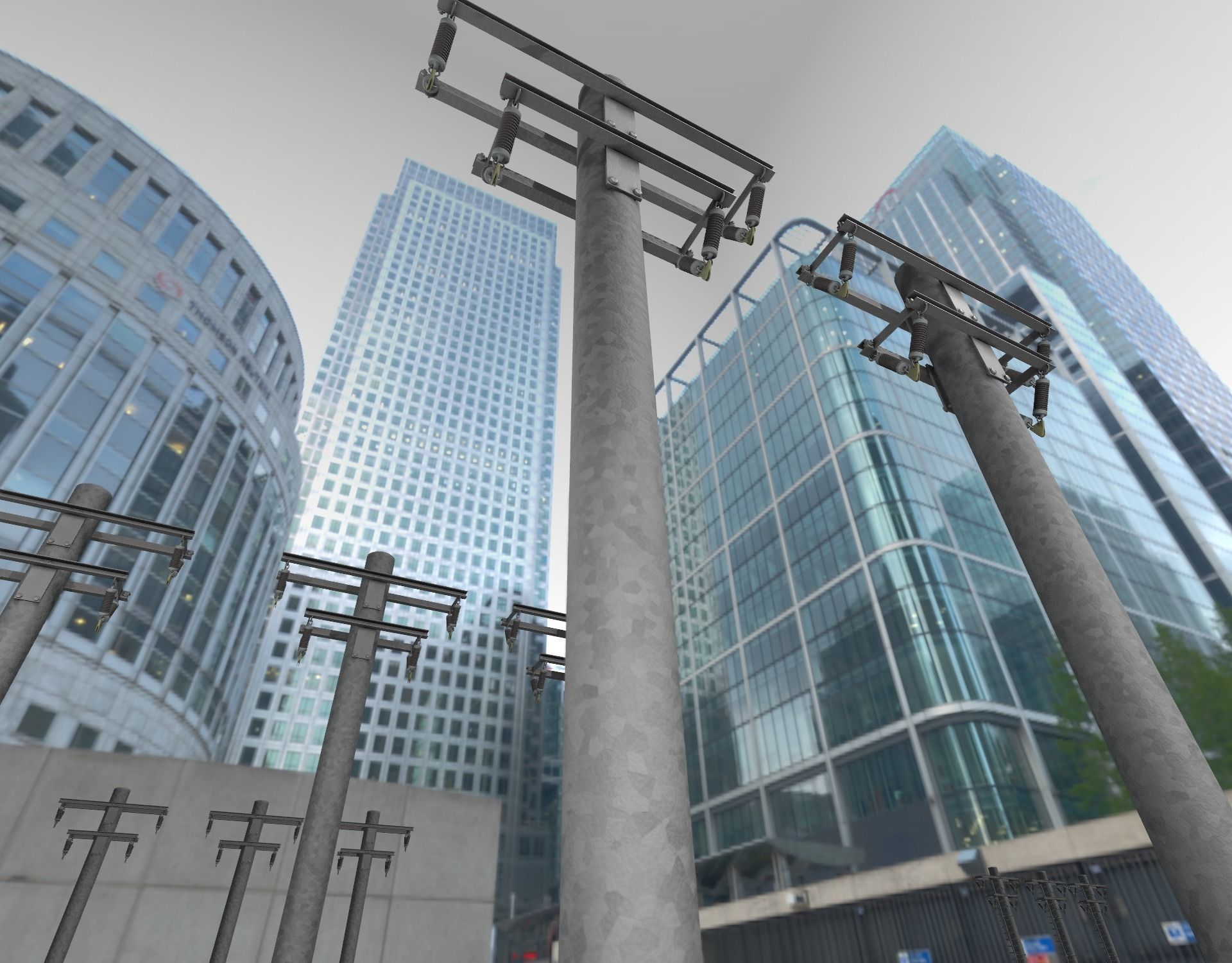 Steel power pole without ladder - Objekt  065 Low-poly 3D model_39