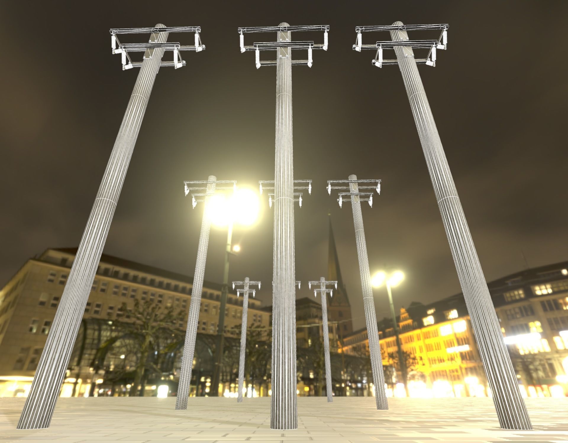 Steel power pole without ladder - Objekt  065 Low-poly 3D model_5