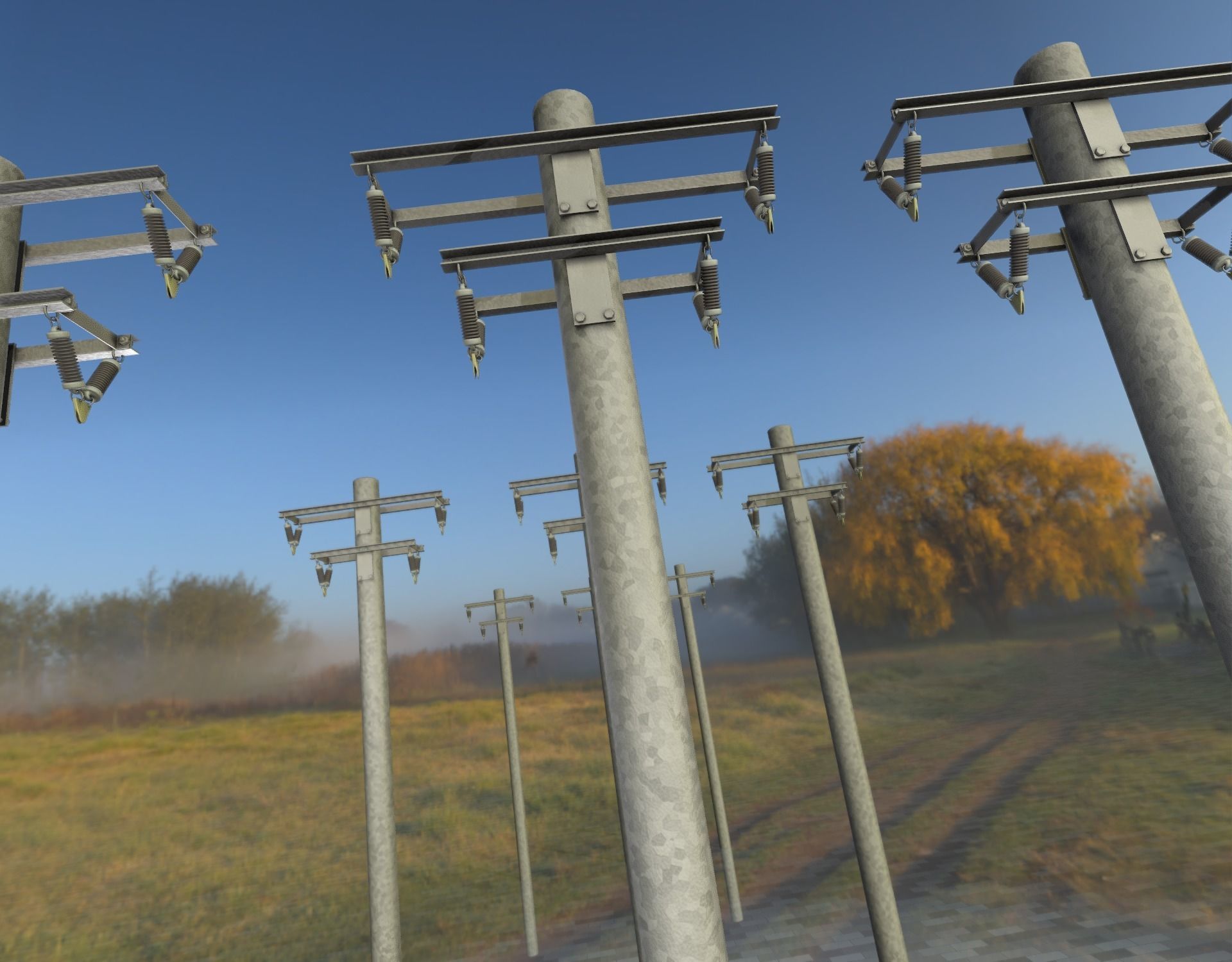 Steel power pole without ladder - Objekt  065 Low-poly 3D model_37