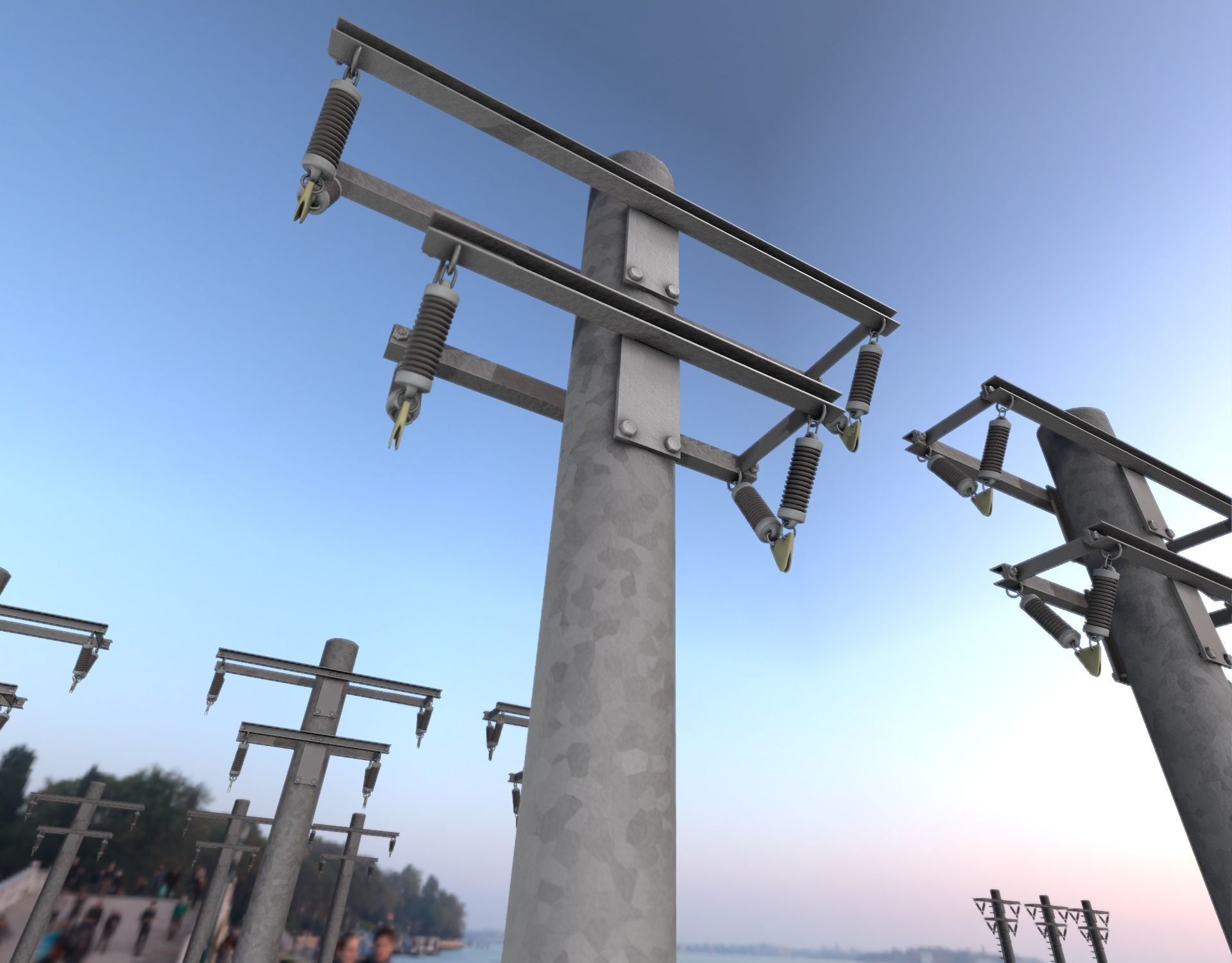 Steel power pole without ladder - Objekt  065 Low-poly 3D model_8