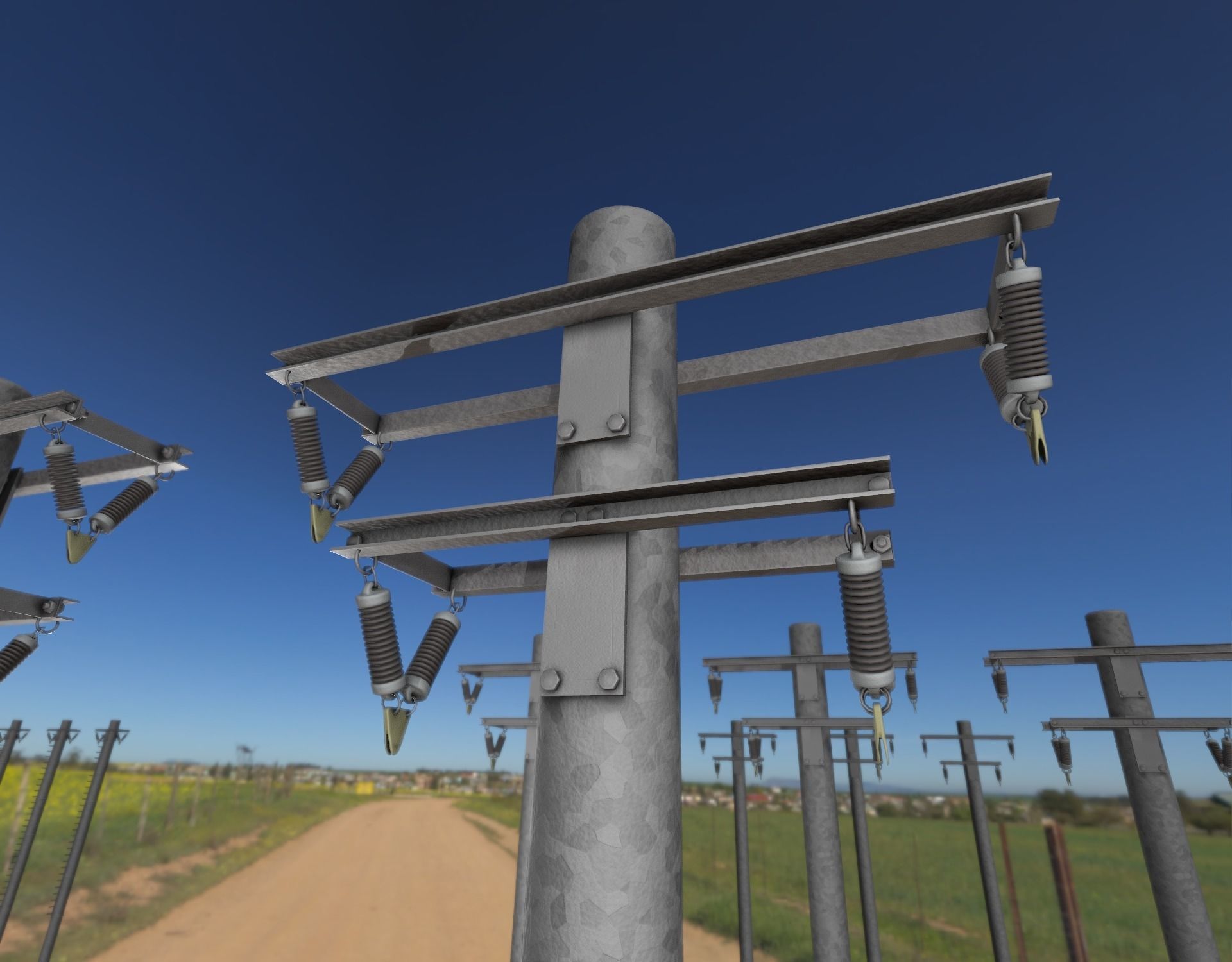 Steel power pole without ladder - Objekt  065 Low-poly 3D model_3