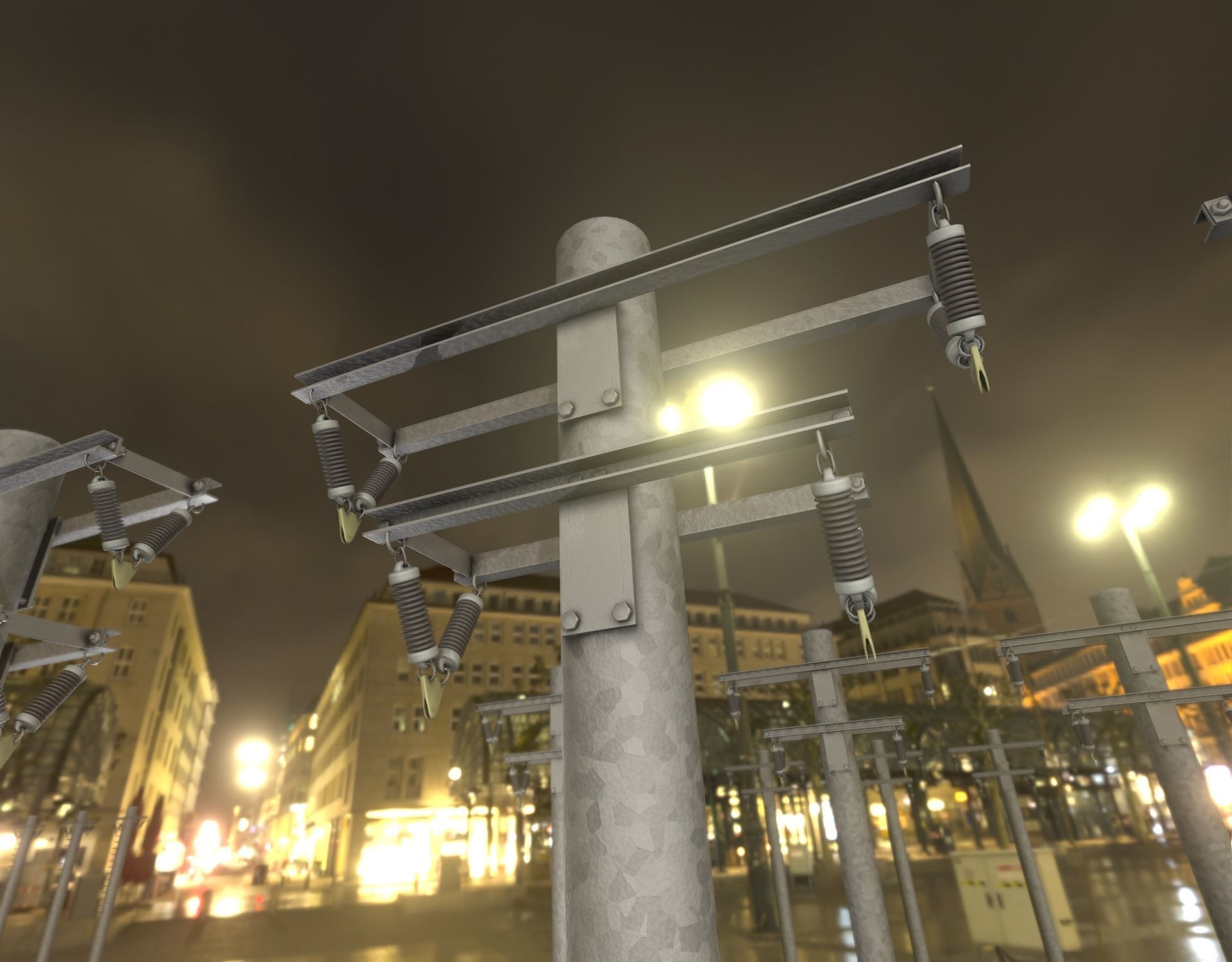 Steel power pole without ladder - Objekt  065 Low-poly 3D model_36