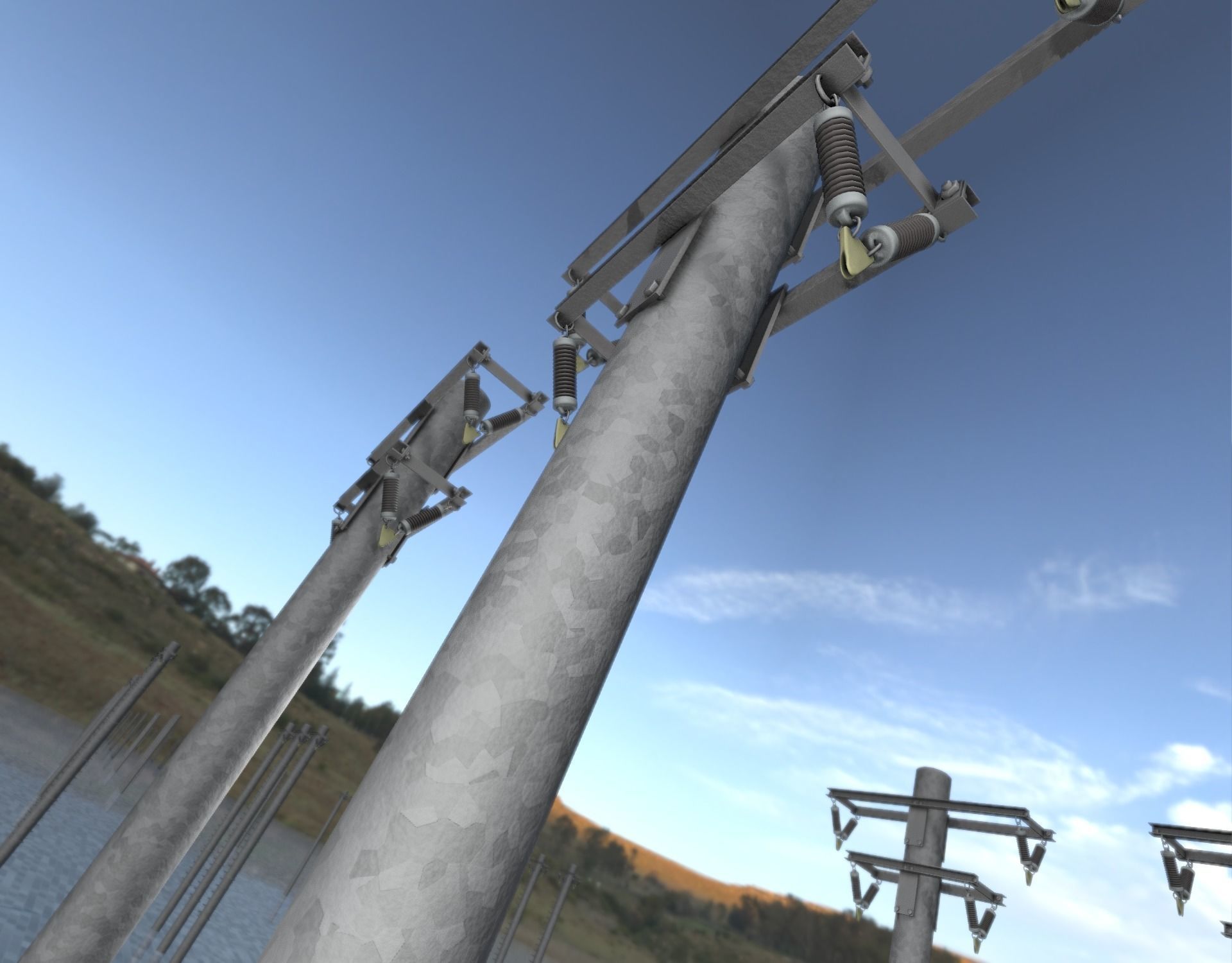 Steel power pole without ladder - Objekt  065 Low-poly 3D model_24